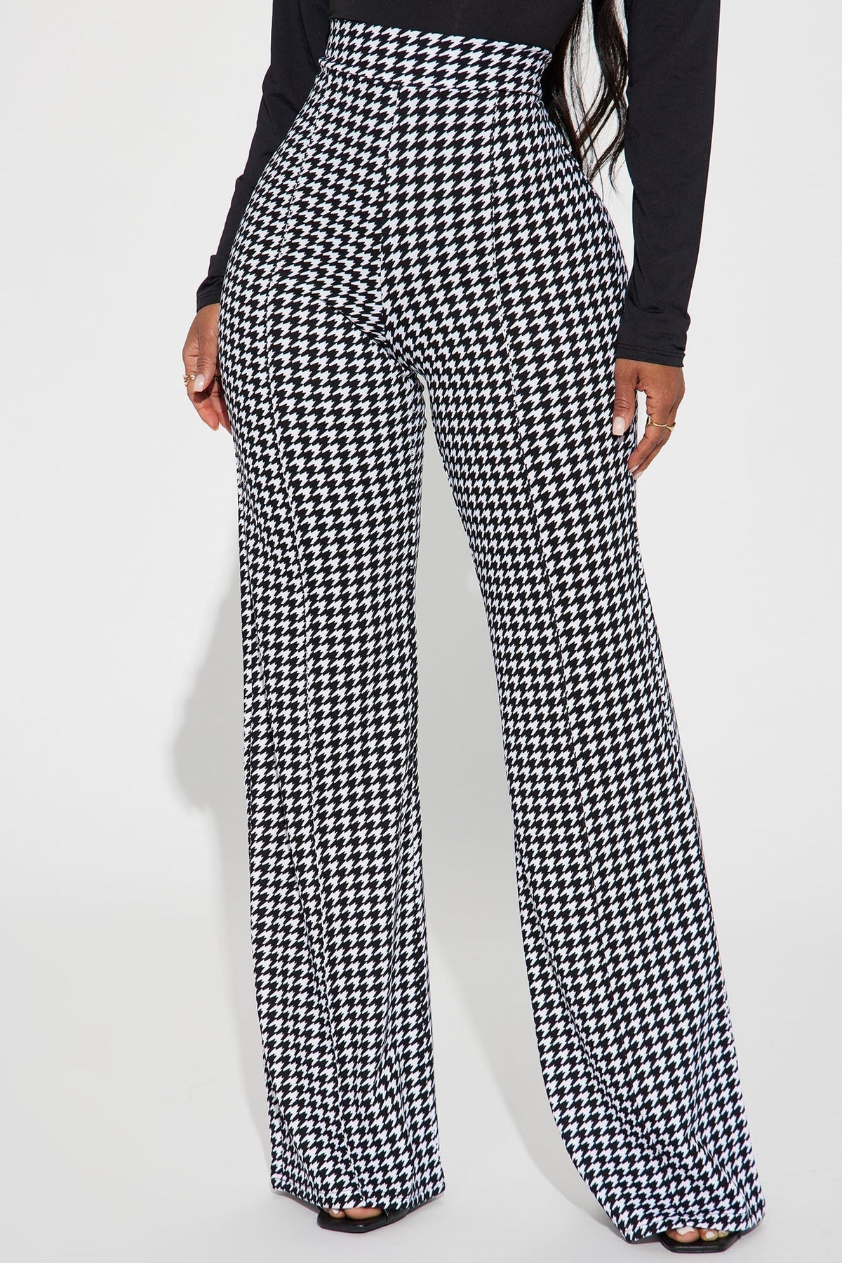 Victoria High Waist Dress Pant Houndstooth 35 - Black/White