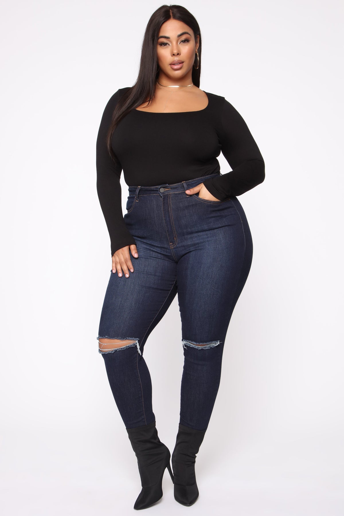 Yasmeen Square Neck Top - Black