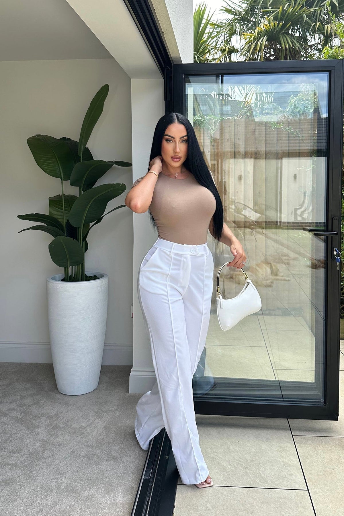 Heidi Wide Leg Trouser Pant - White