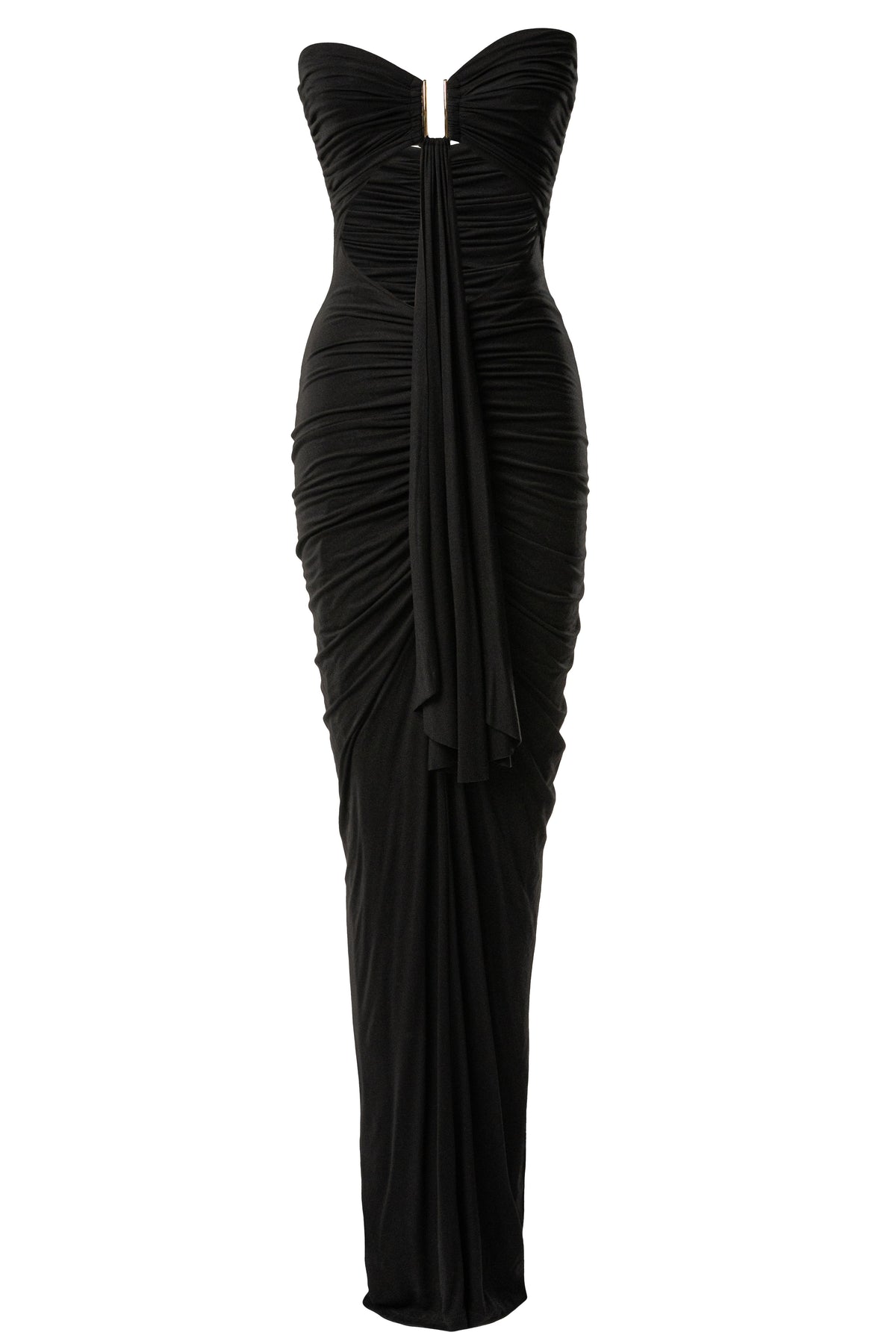 Black Atlantis Drape Maxi Dress