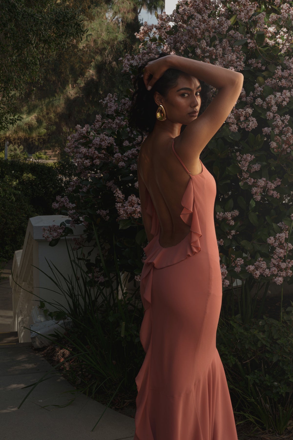 Peach Midnight Romance Maxi Dress