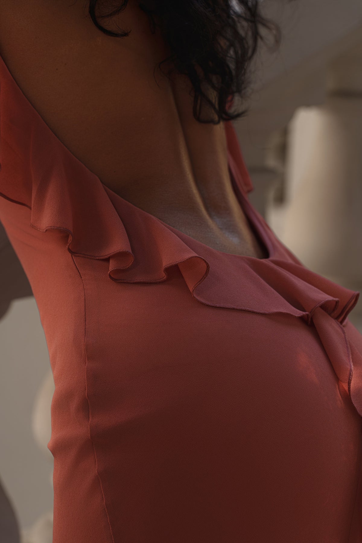 Peach Midnight Romance Maxi Dress