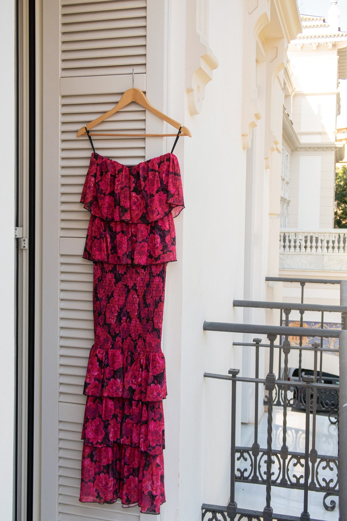 Pink Floral Casa Blanca Ruffle Dress