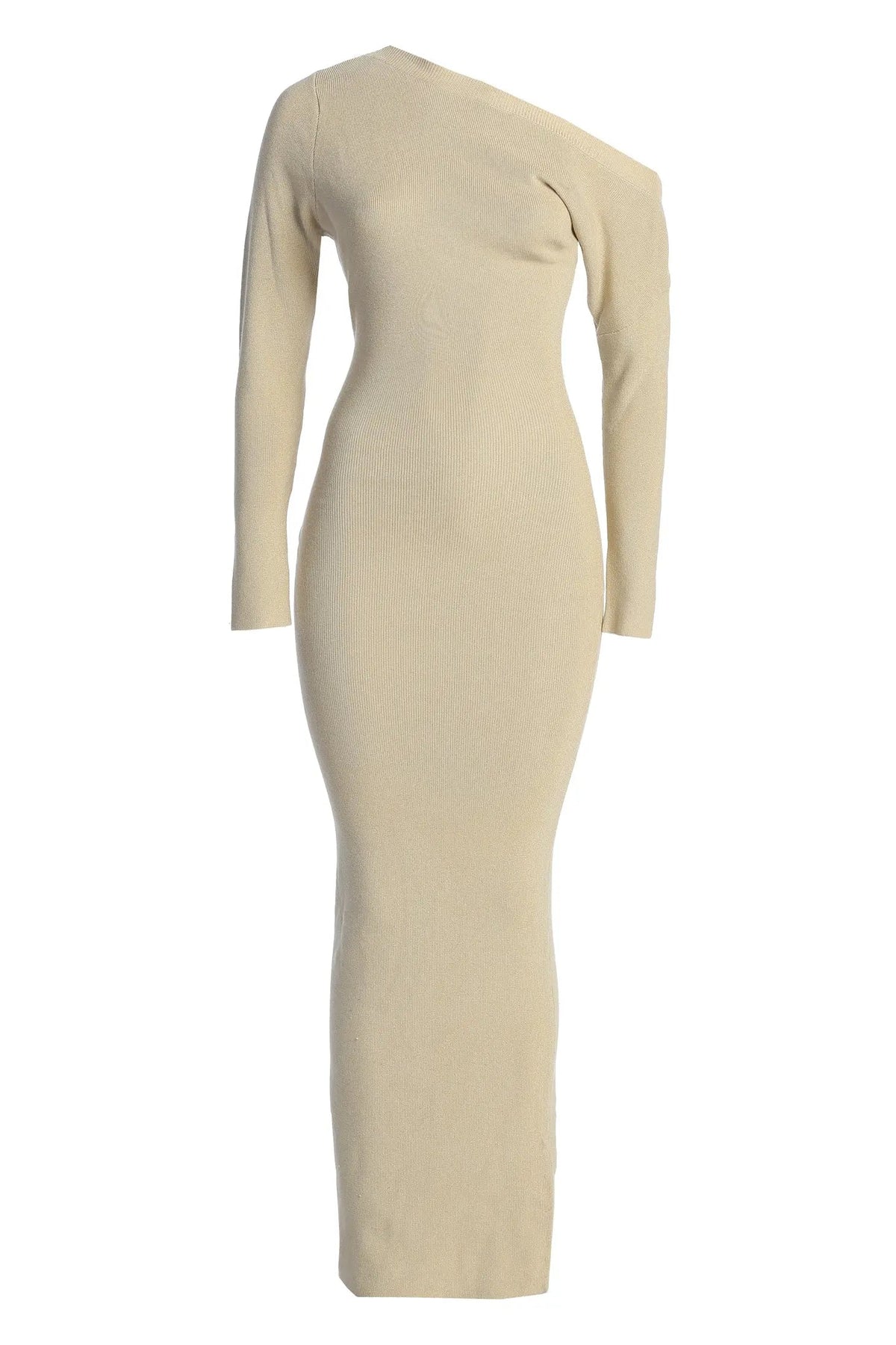 Ivory Night Shimmers Asymmetrical Maxi Dress