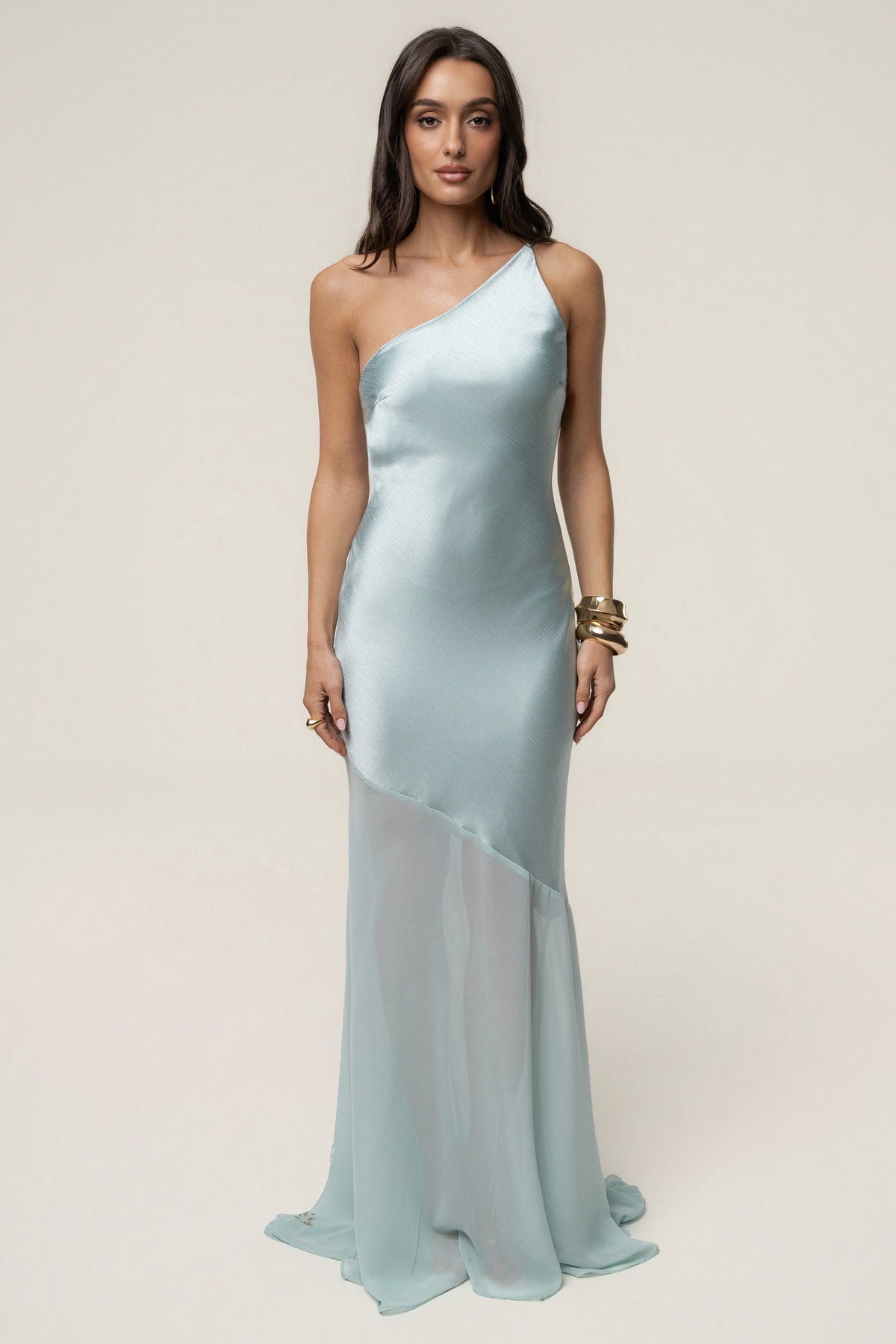 Blue Olivia One Shoulder Maxi Dress