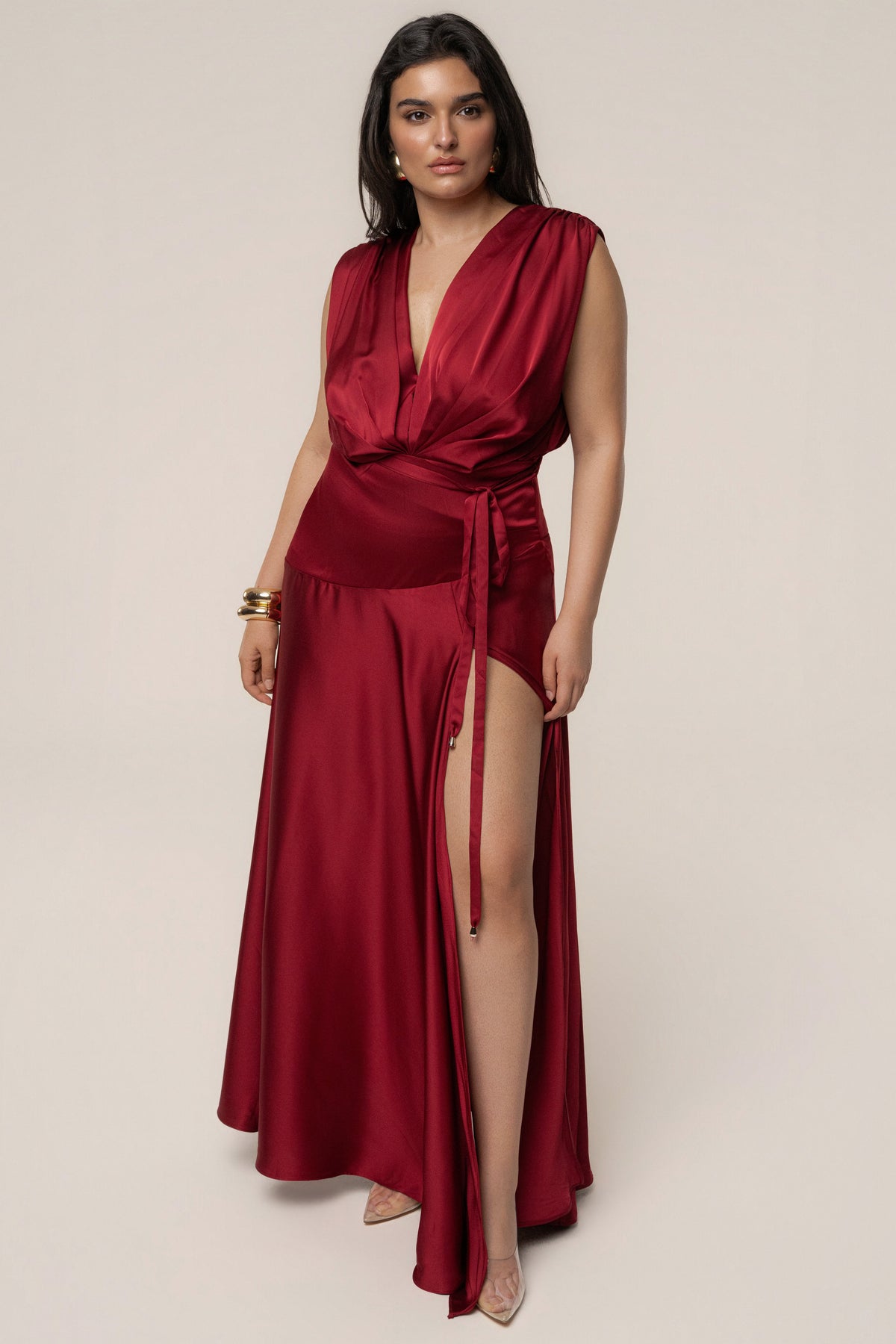 Red Amalia Satin Maxi Dress