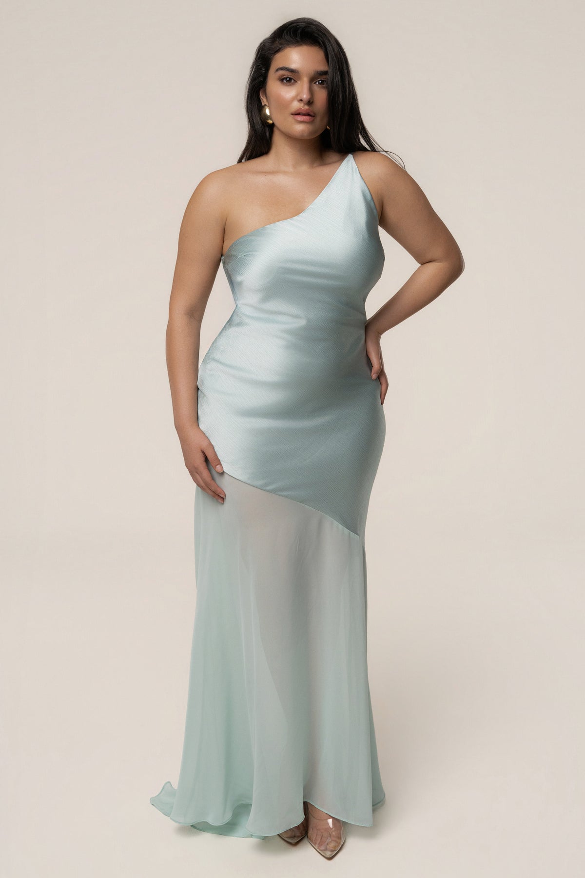 Blue Olivia One Shoulder Maxi Dress