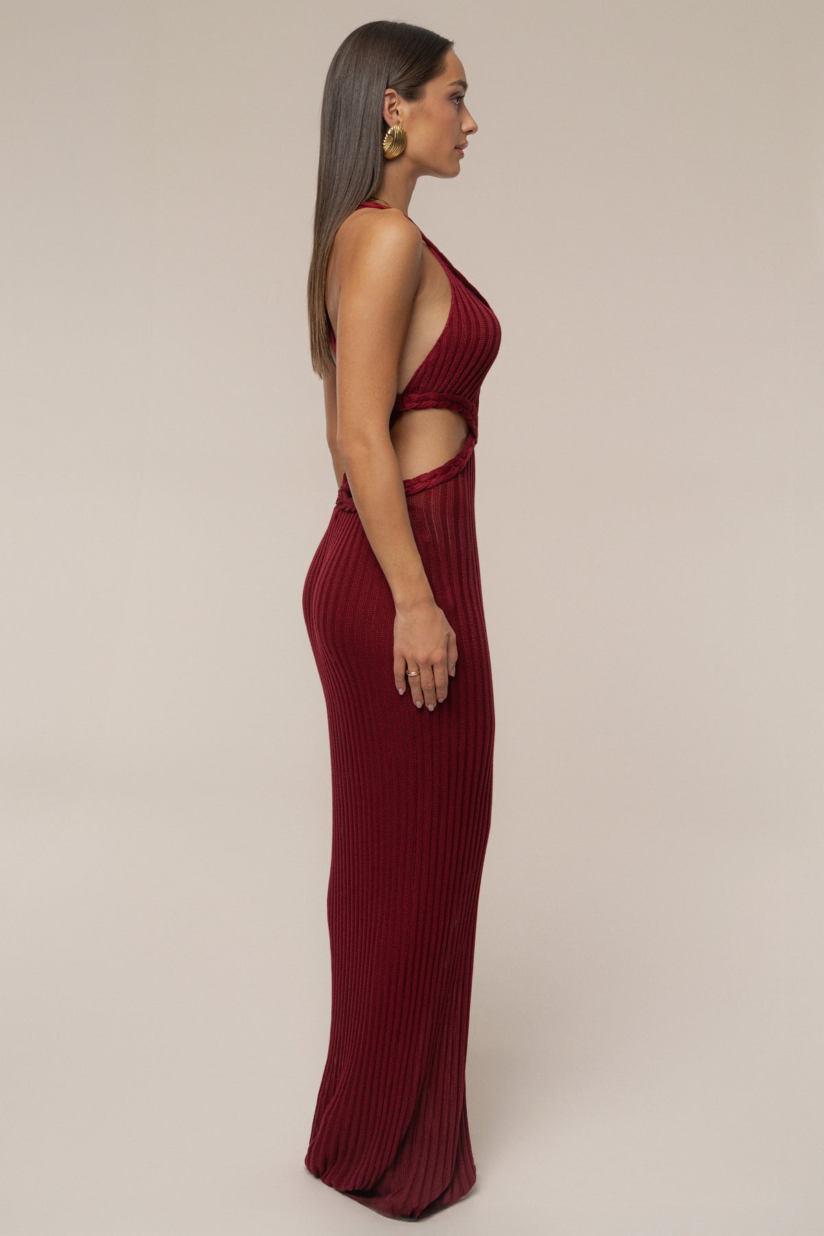 Burgundy Drift And Dream Braided Maxi Dress