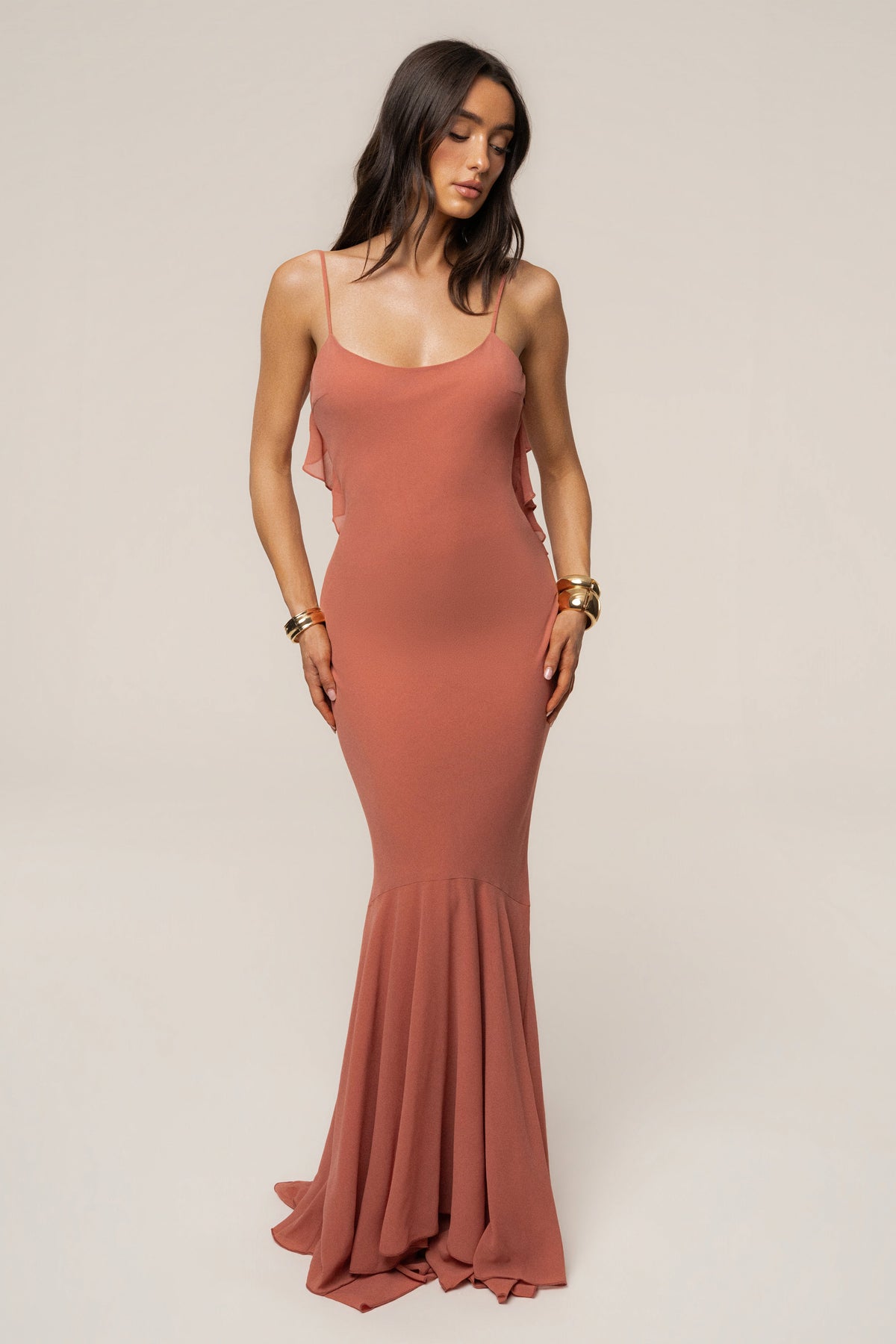 Peach Midnight Romance Maxi Dress