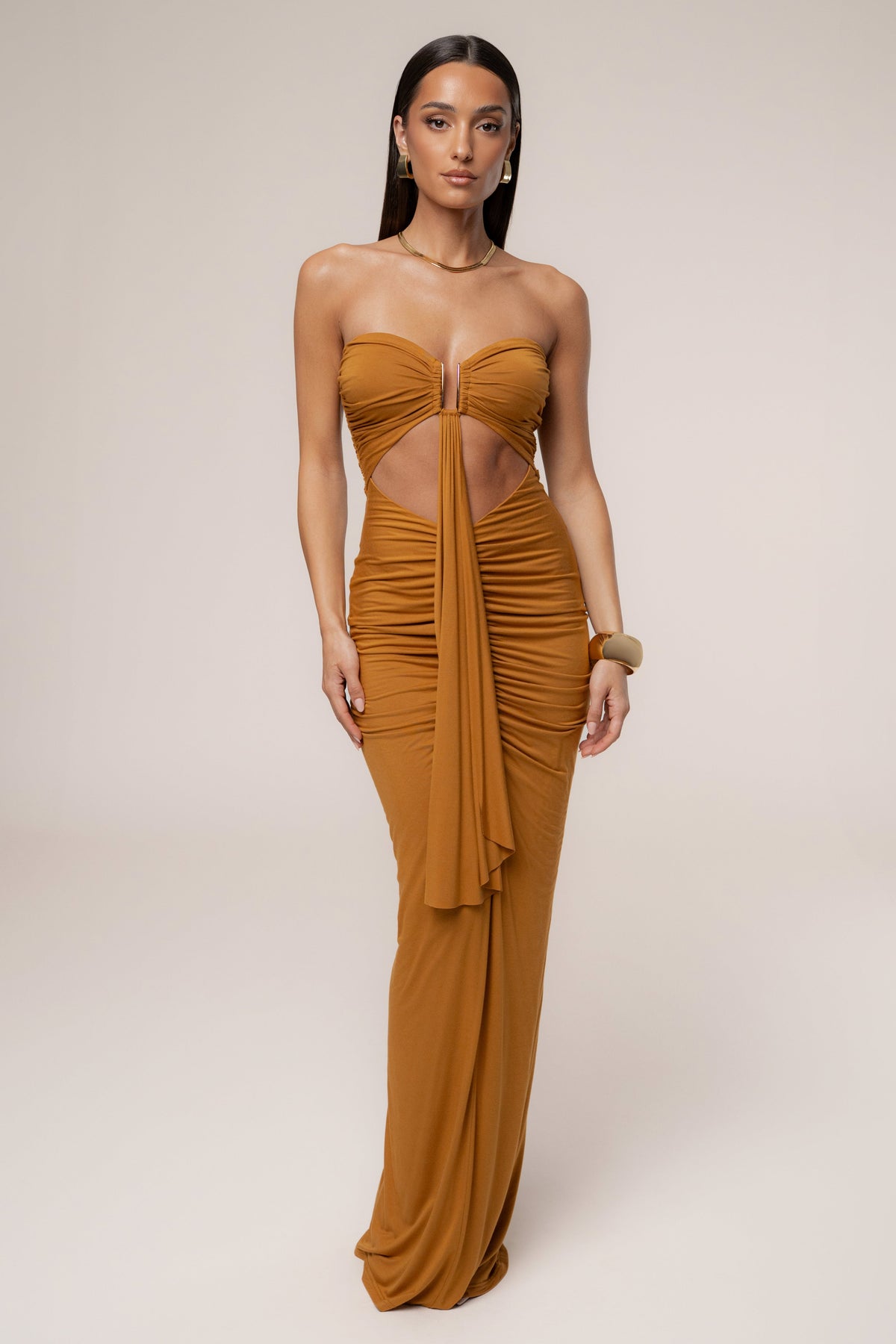 Bronze Atlantis Drape Maxi Dress