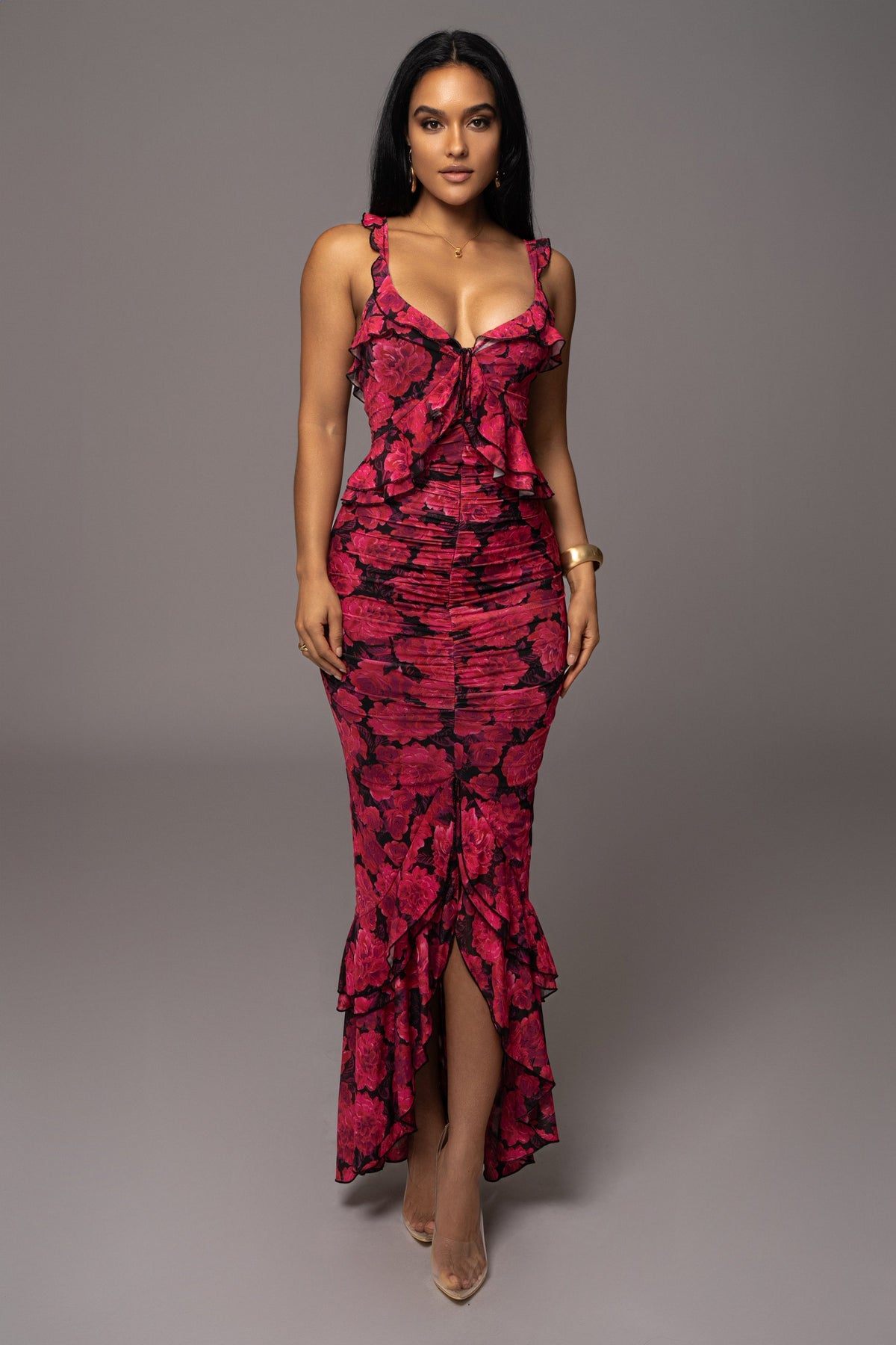 Pink La Costa Ruffle Maxi Dress