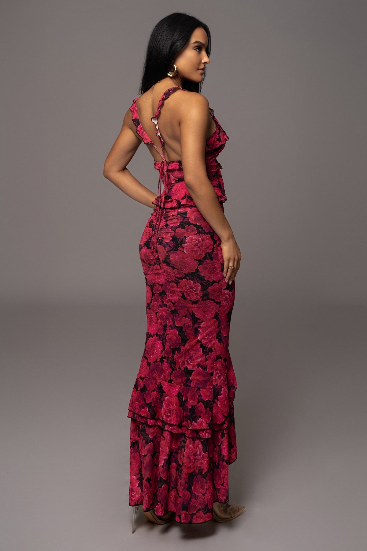 Pink La Costa Ruffle Maxi Dress