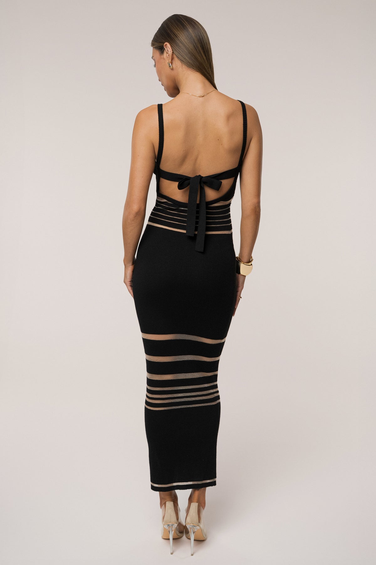 Black Striped Rib Knit Dress