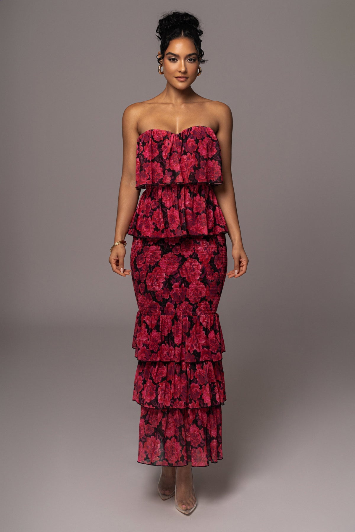 Pink Floral Casa Blanca Ruffle Dress