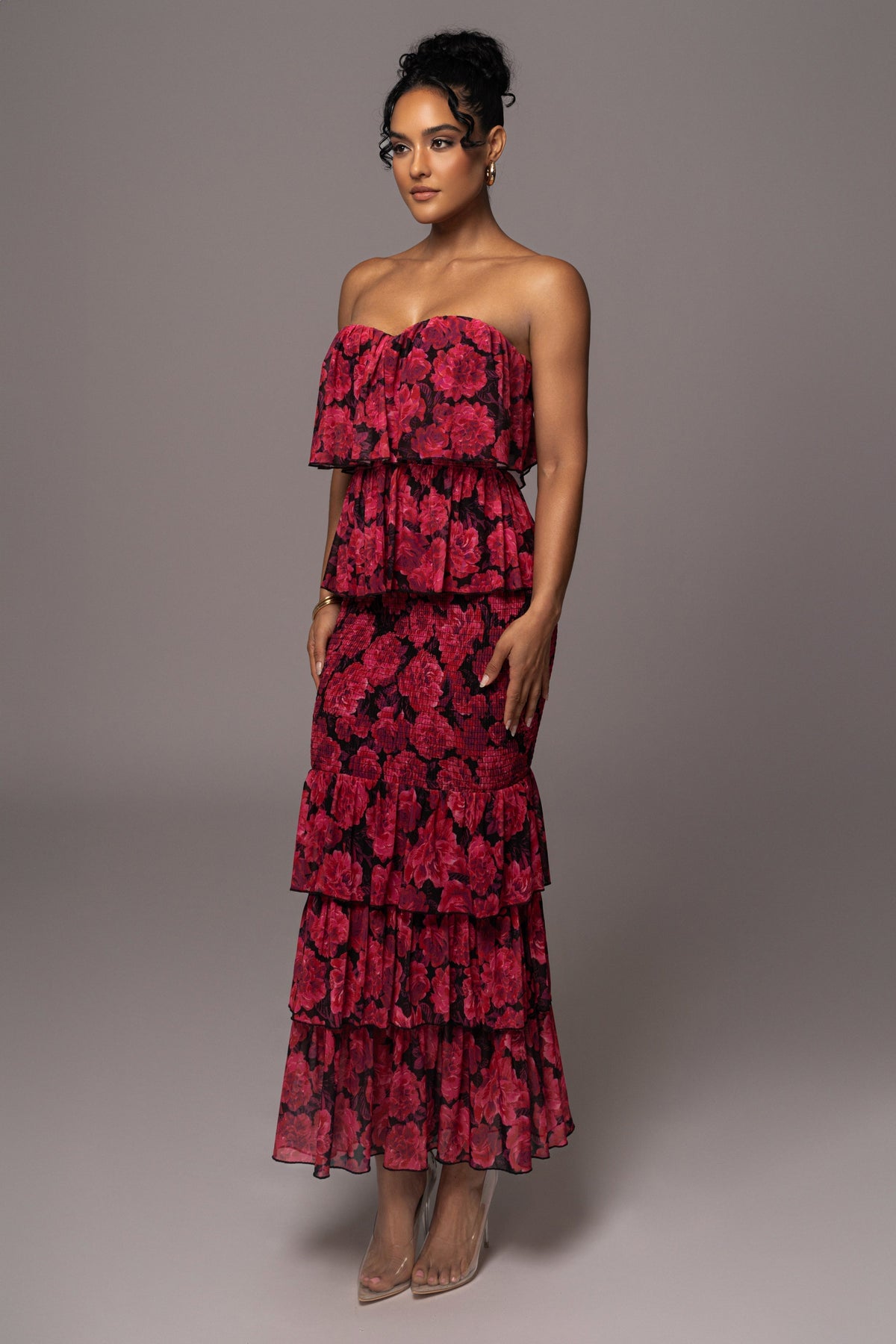 Pink Floral Casa Blanca Ruffle Dress