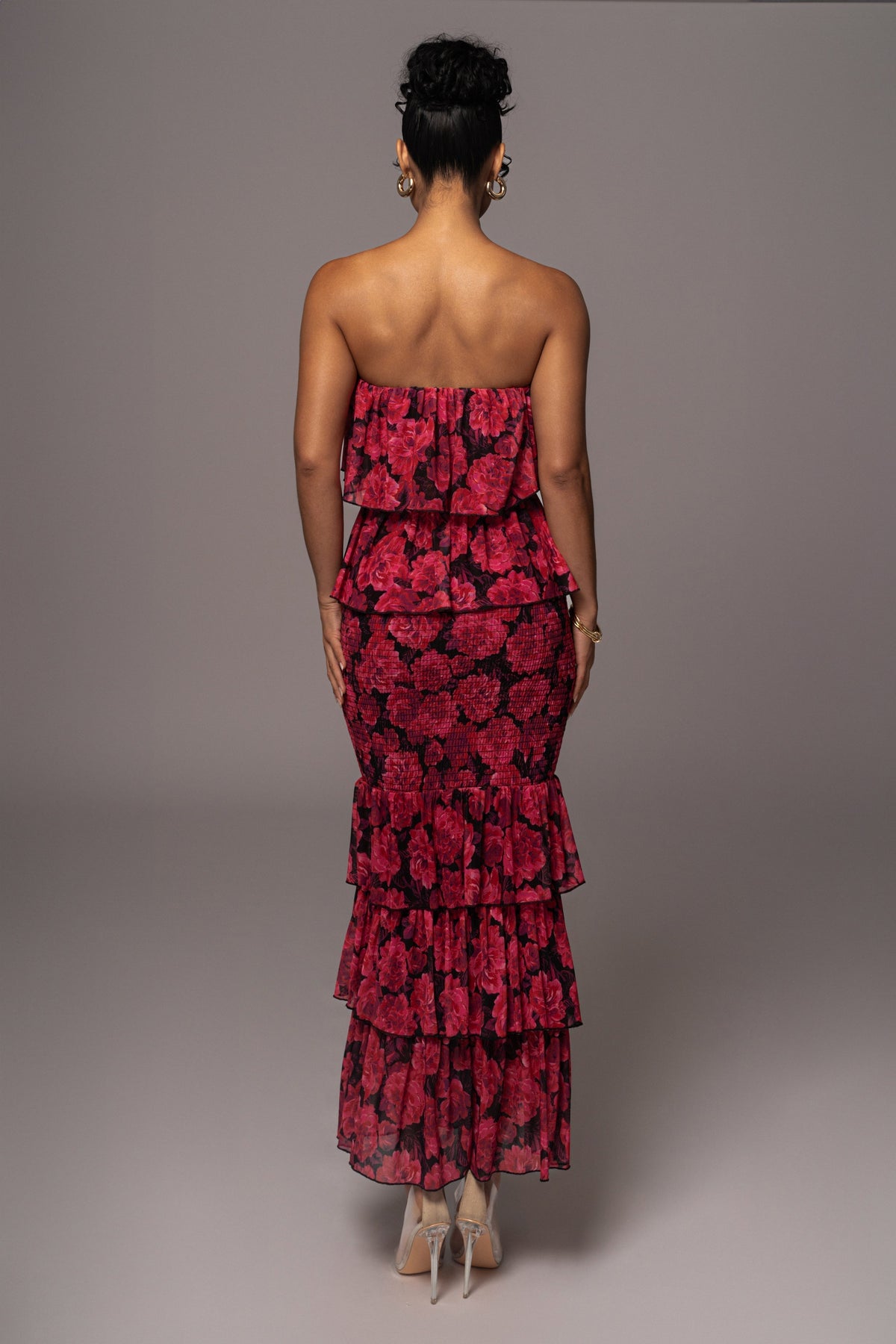 Pink Floral Casa Blanca Ruffle Dress