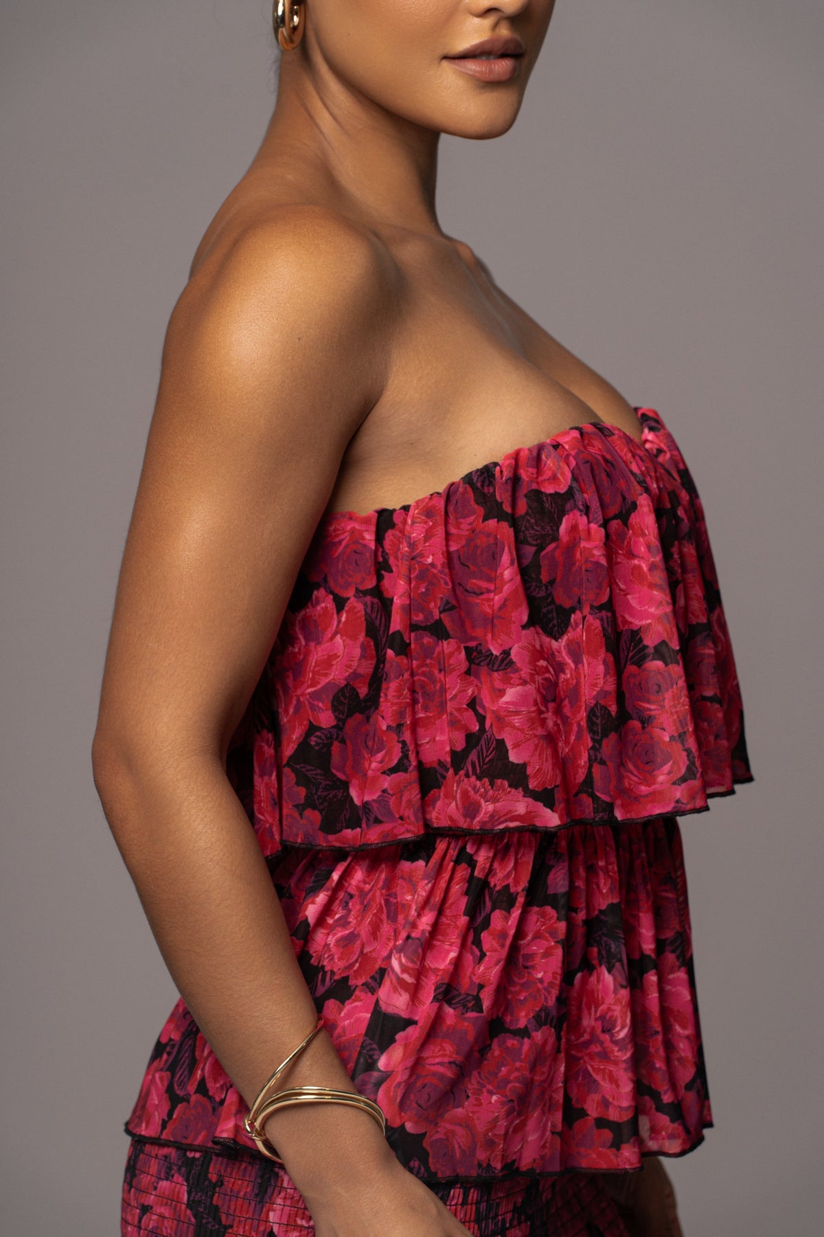 Pink Floral Casa Blanca Ruffle Dress