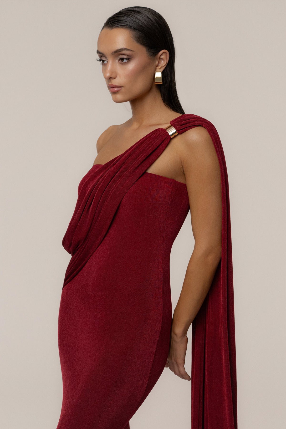 Red Golden Veil Maxi Dress