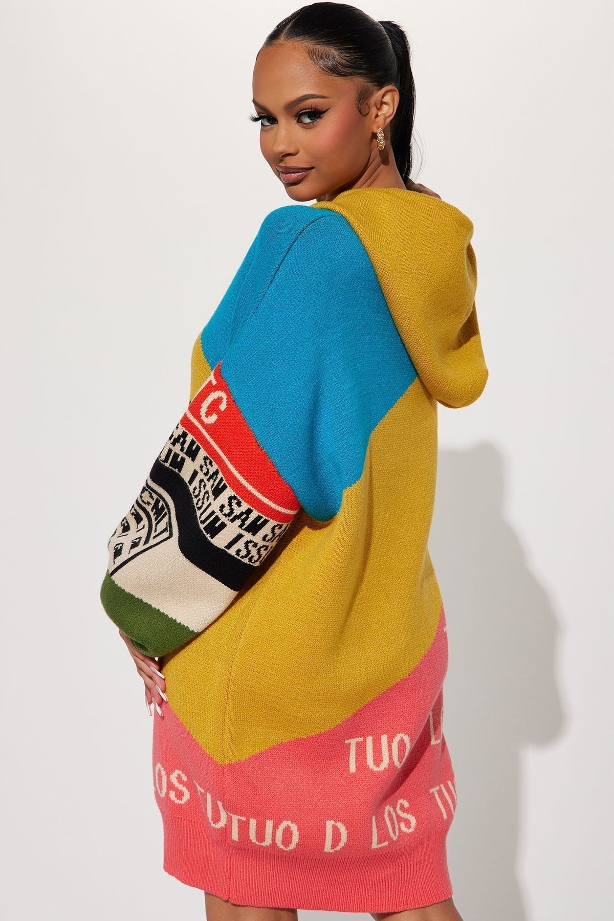Los Moto Sweater Mini Dress - Multi Color