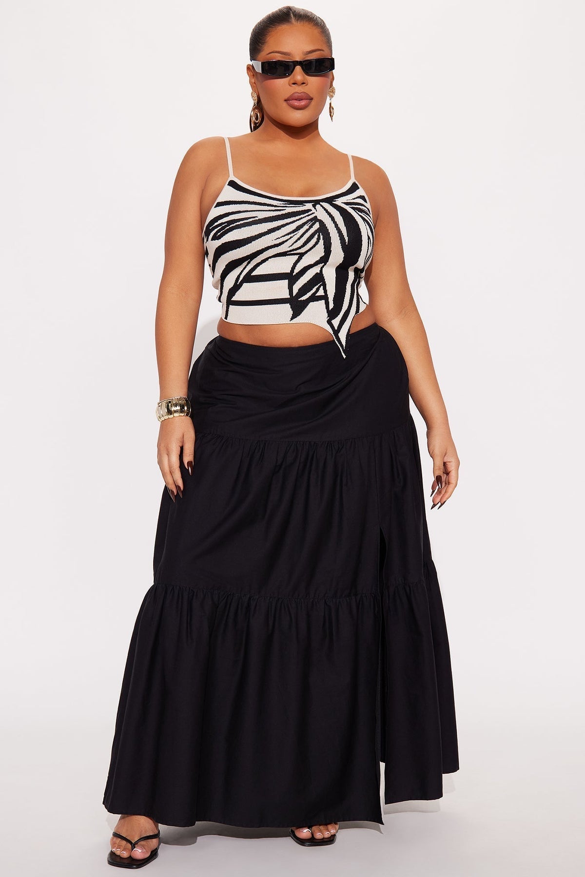 Zoey Poplin Tiered Maxi Skirt - Black