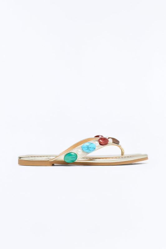 Addison Stone Flip Flops - Gold