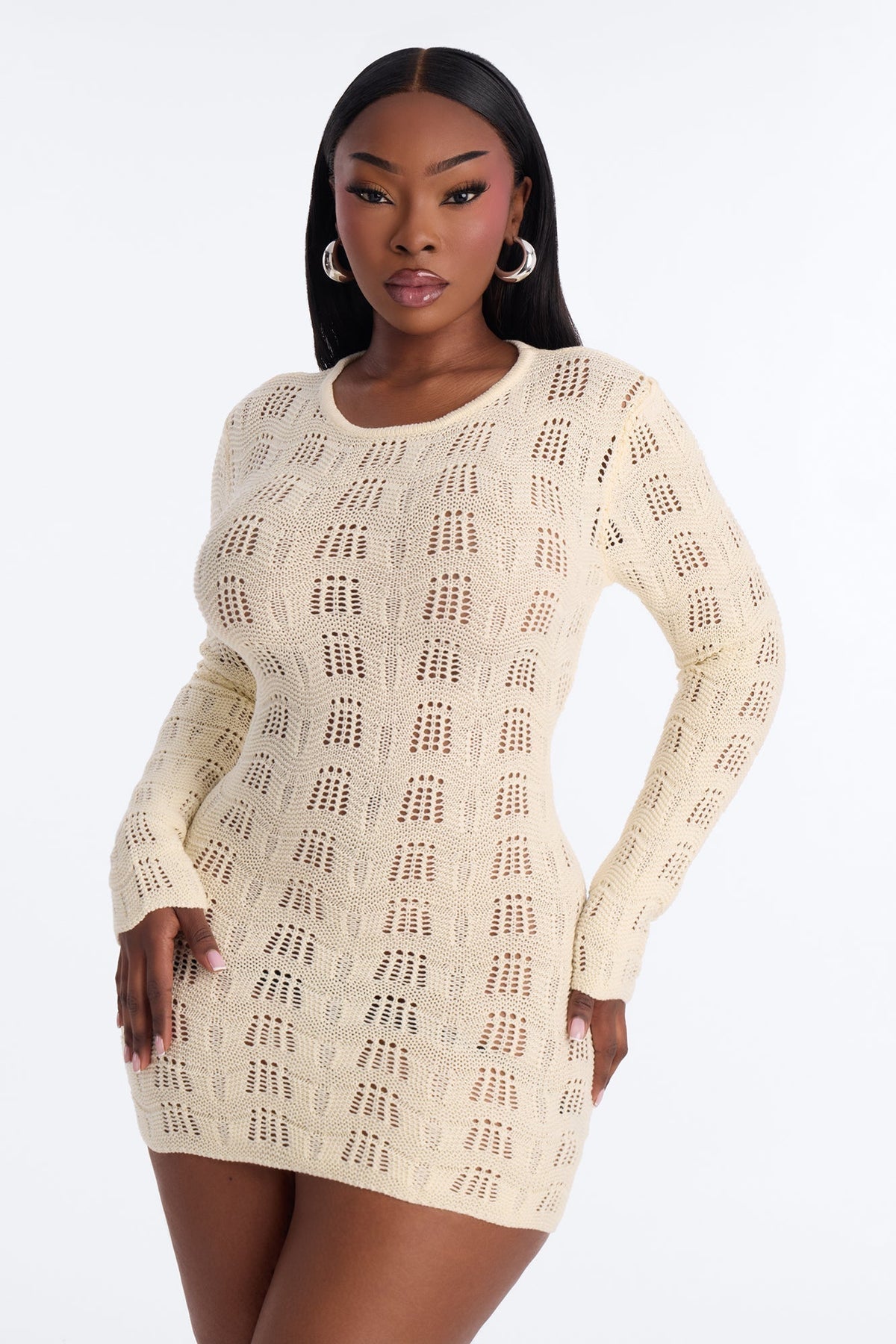 Caira Backless Crochet Mini Dress - Cream