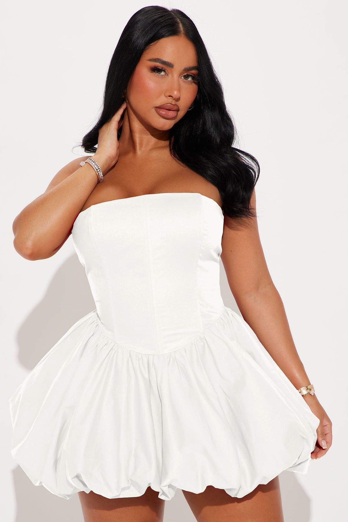 A Night in Paris Bubble Mini Dress - White