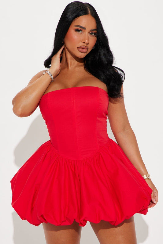 A Night in Paris Bubble Mini Dress - Red