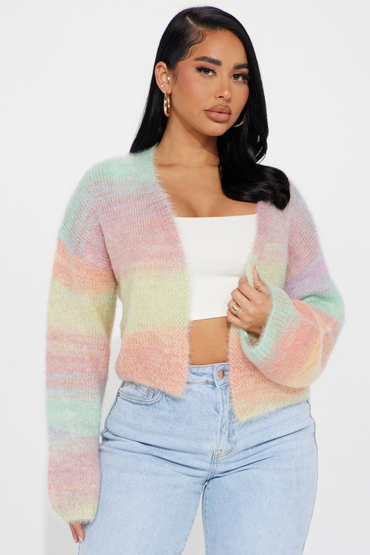 Sabriya Spacedye Cropped Cardigan - Multi Color