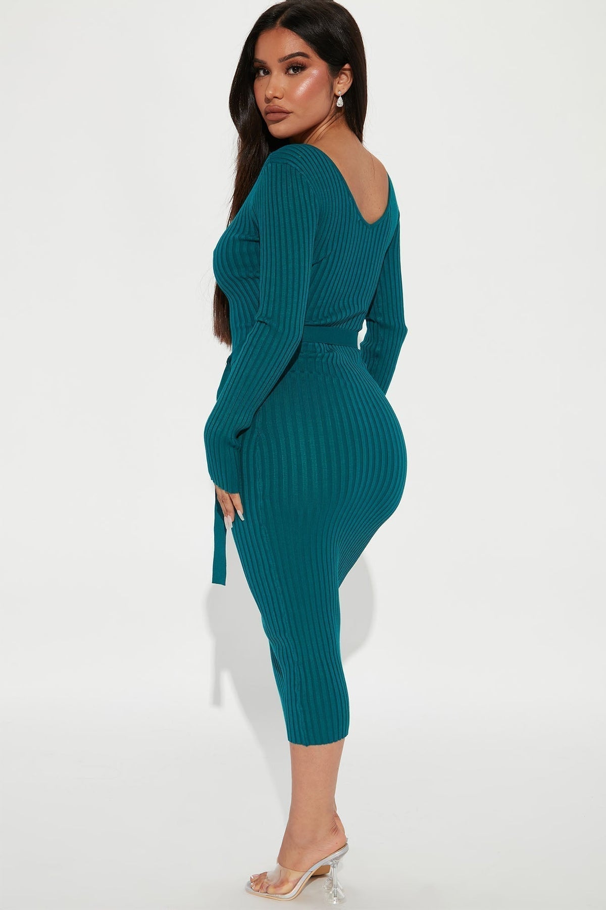 Autumn Calls Sweater Midi Dress - Teal