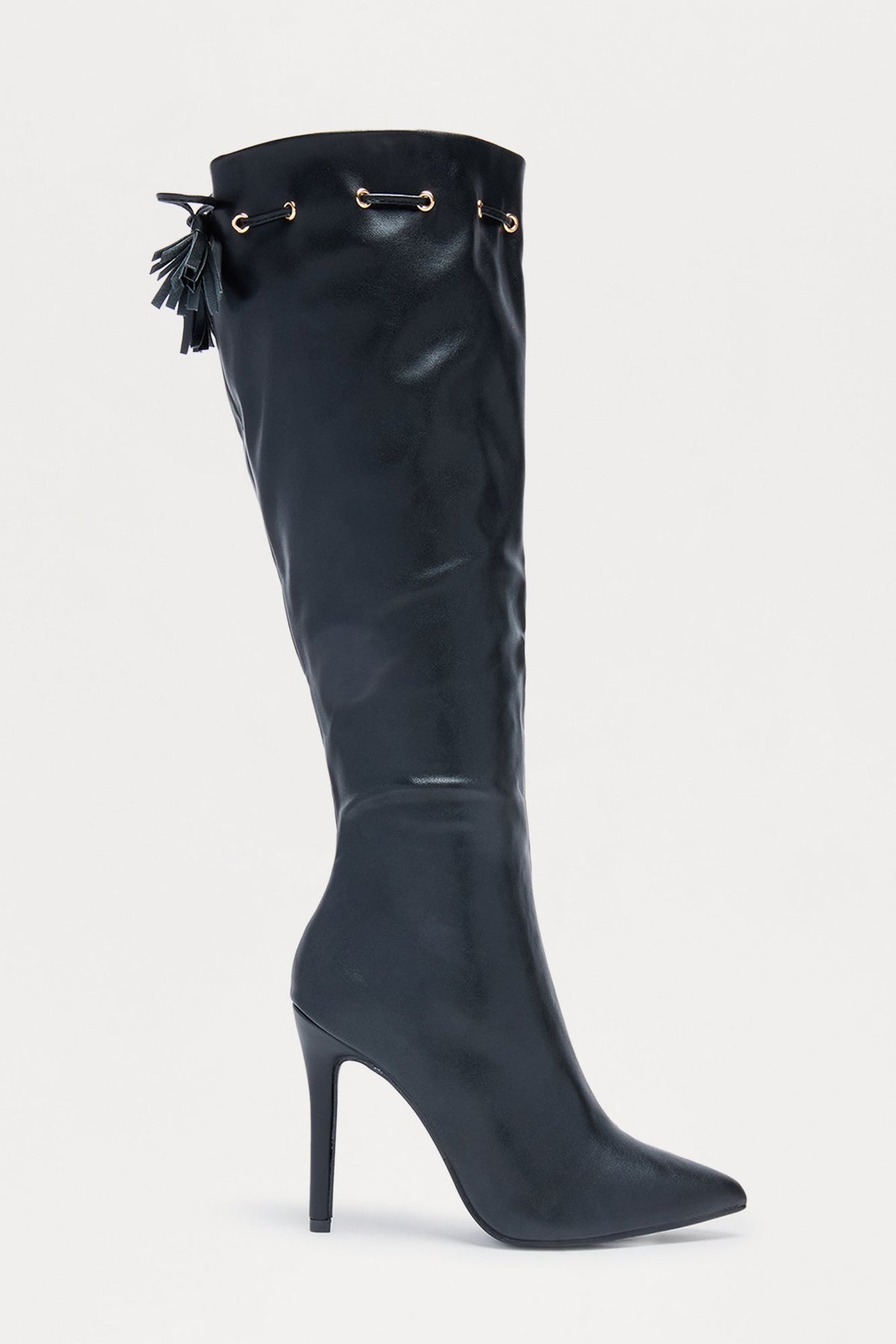 Alton Tassel Stiletto Boots - Black