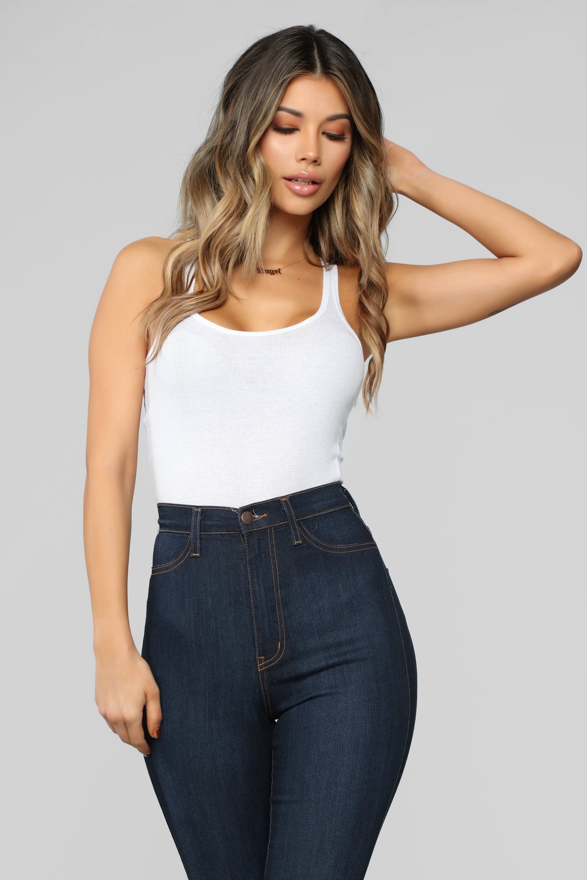 Zoey Racer Back Tank - White