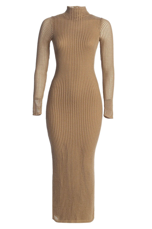 Beige Rosabelle Knit Maxi Dress