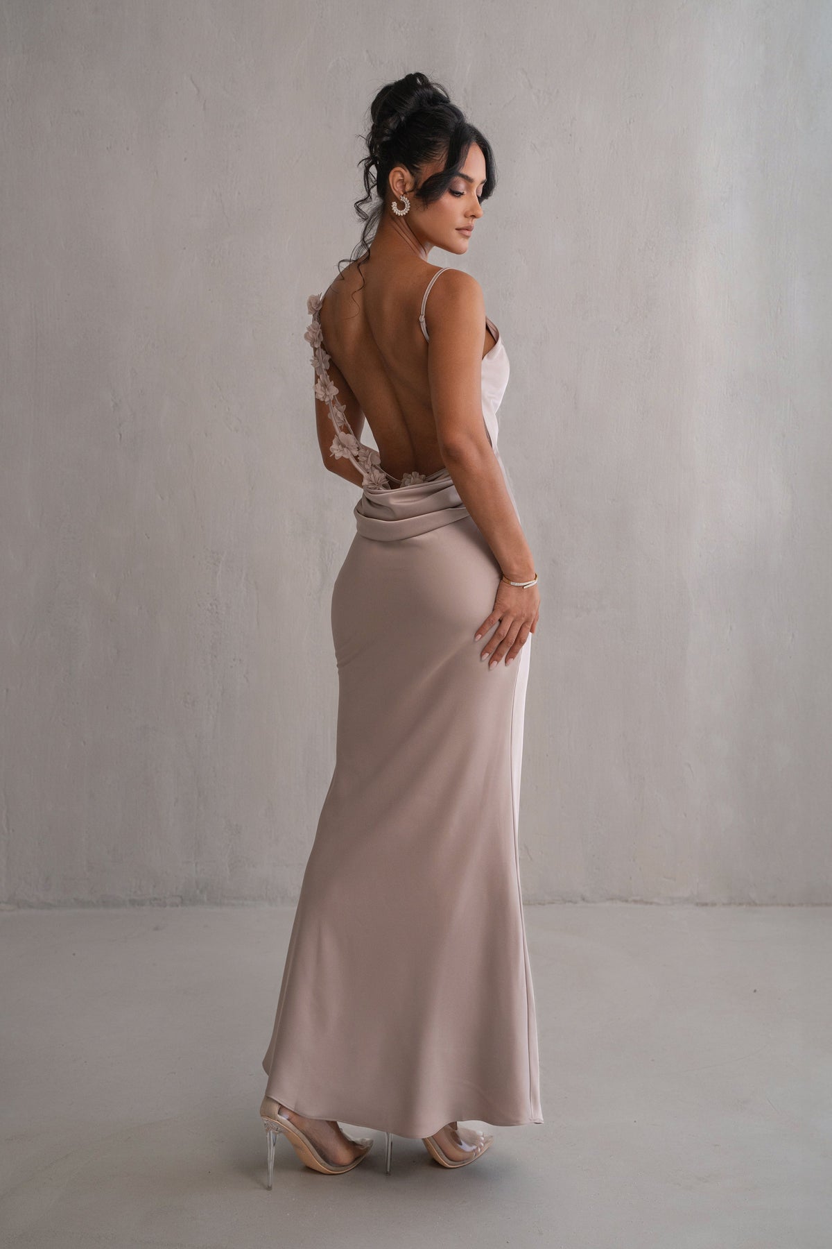 Bronze Down The Aisle Satin Gown