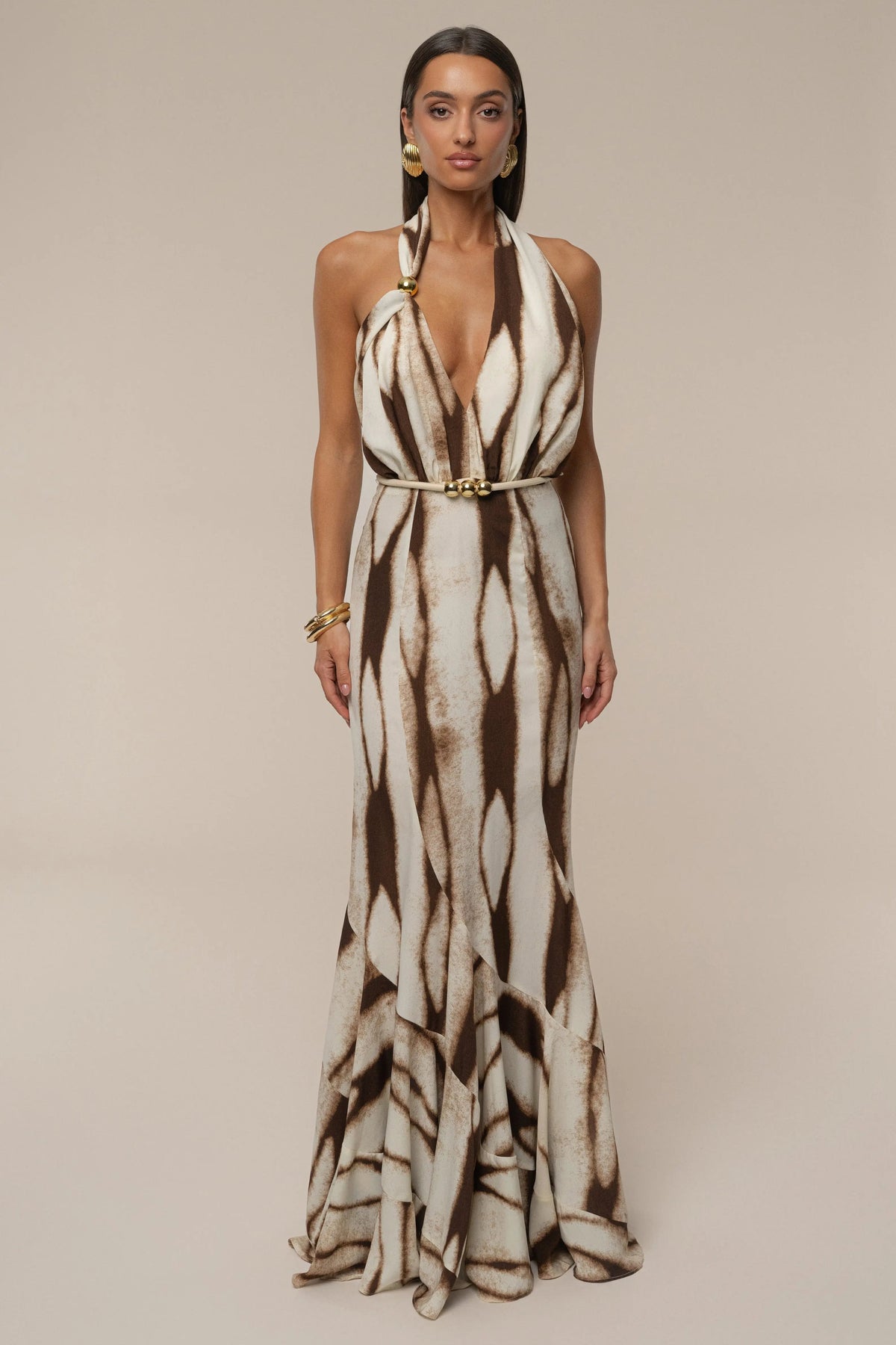 Ivory Desert Glow Flared Maxi Dress