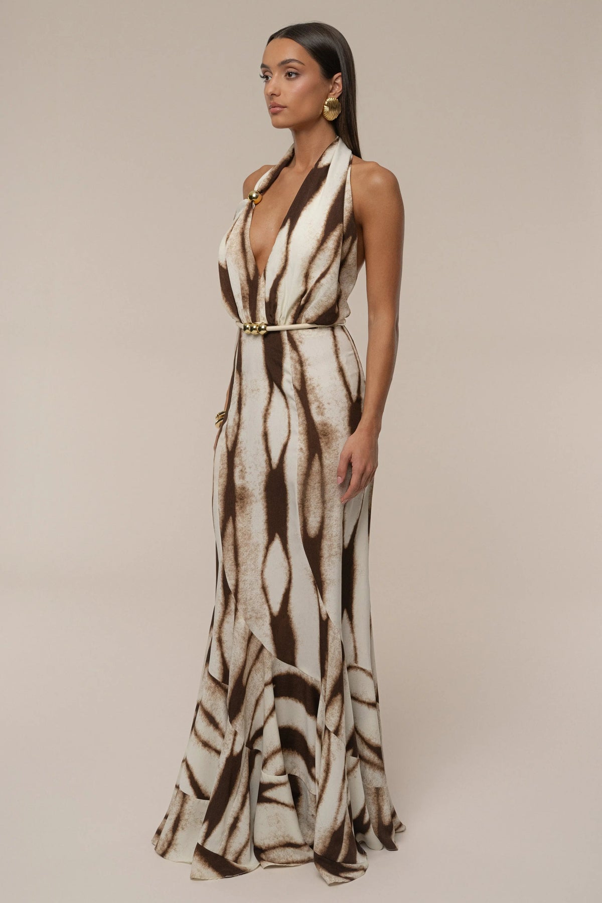 Ivory Desert Glow Flared Maxi Dress