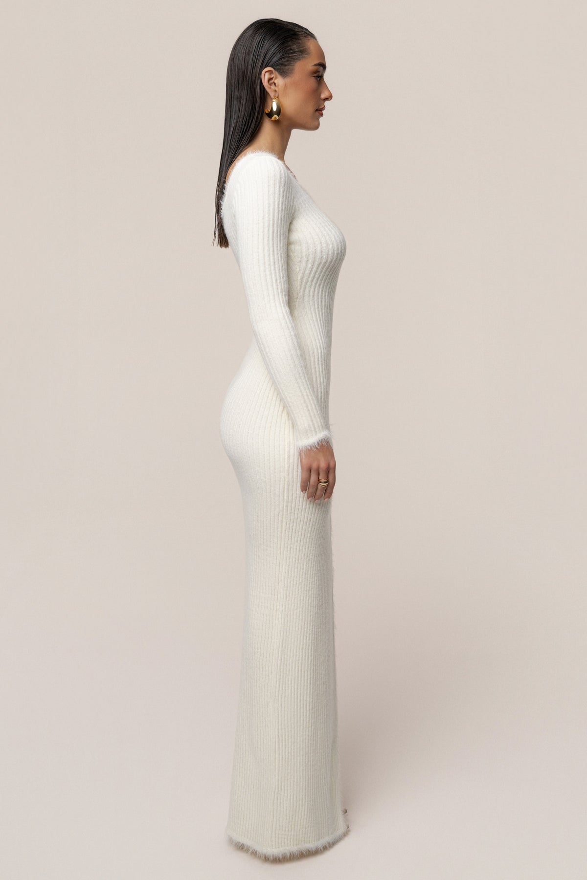 Ivory Alpine Elegance Slit Dress
