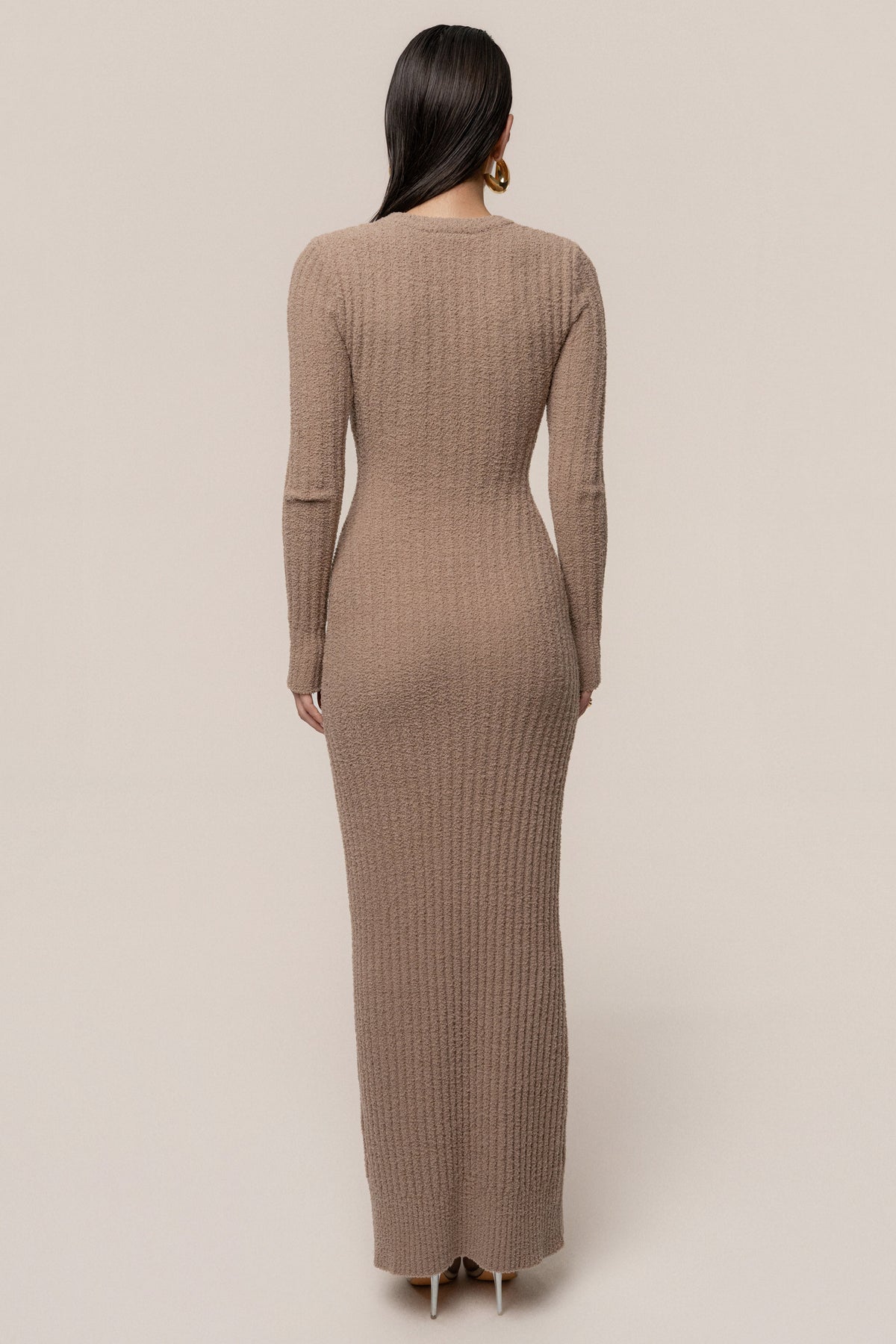 Taupe First Class Ribbed Maxi Dress