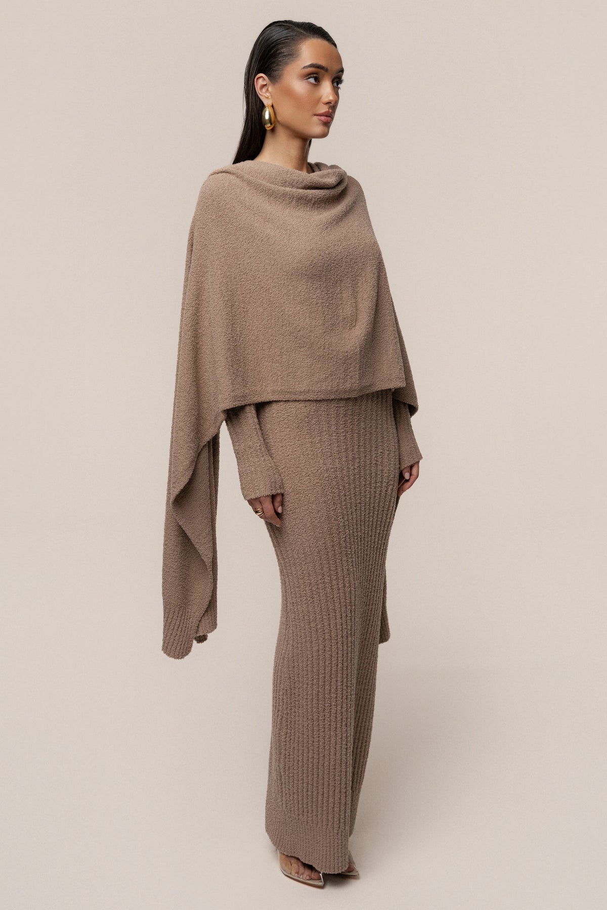 Taupe First Class Ribbed Maxi Dress