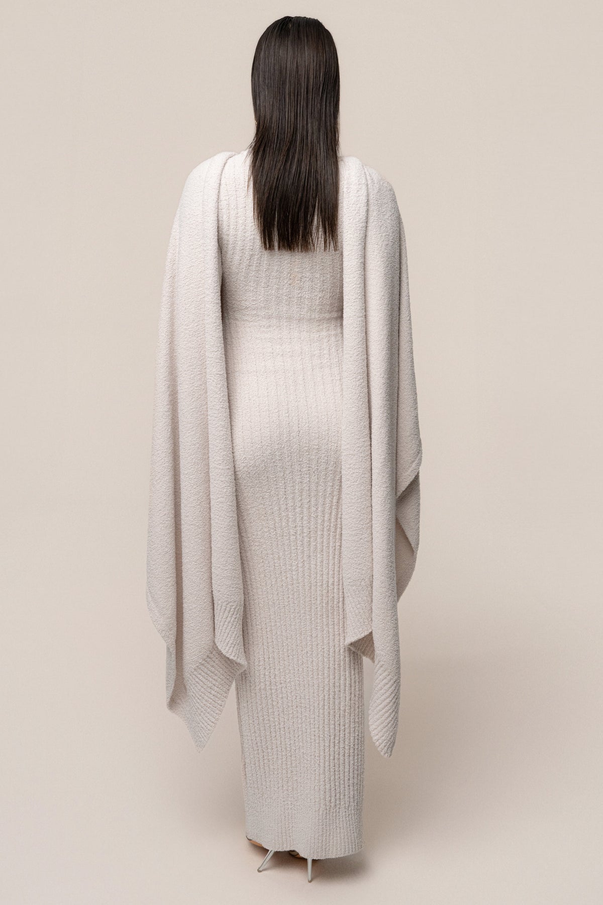 Cream First Class Ribbed Maxi Dress
