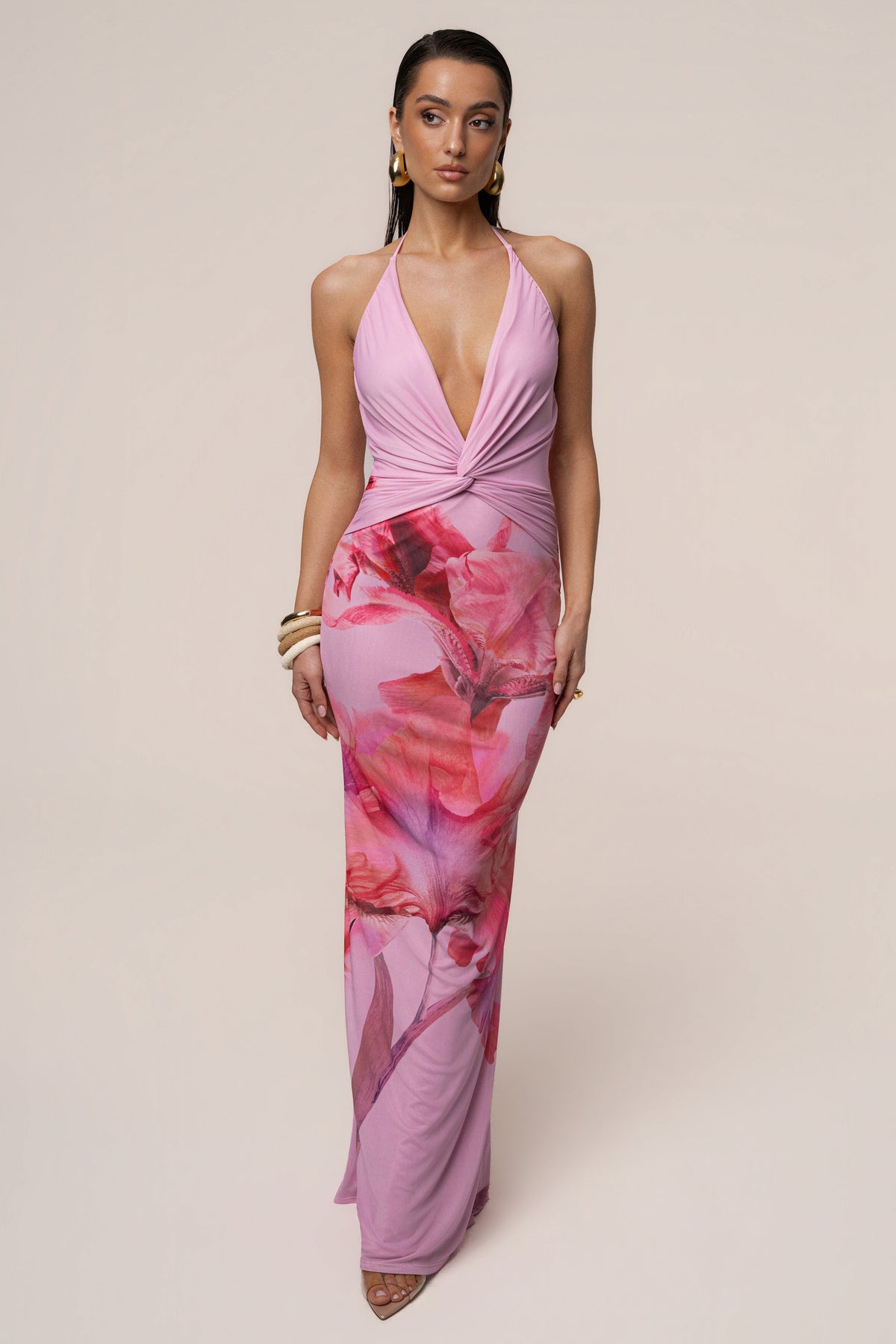 Pink Floral Coastal Bloom Maxi Dress