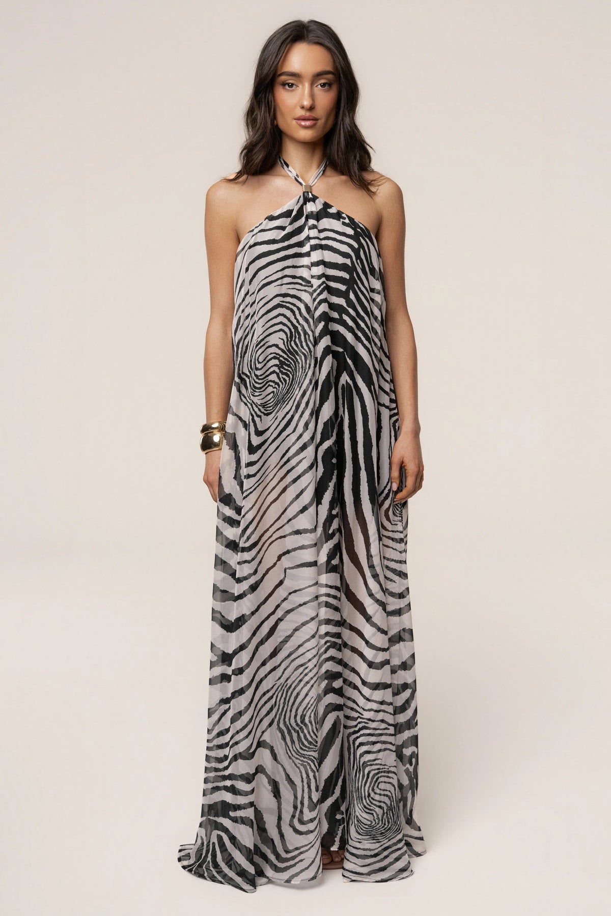 PRE-ORDER Zebra Print Jolene Halter Dress