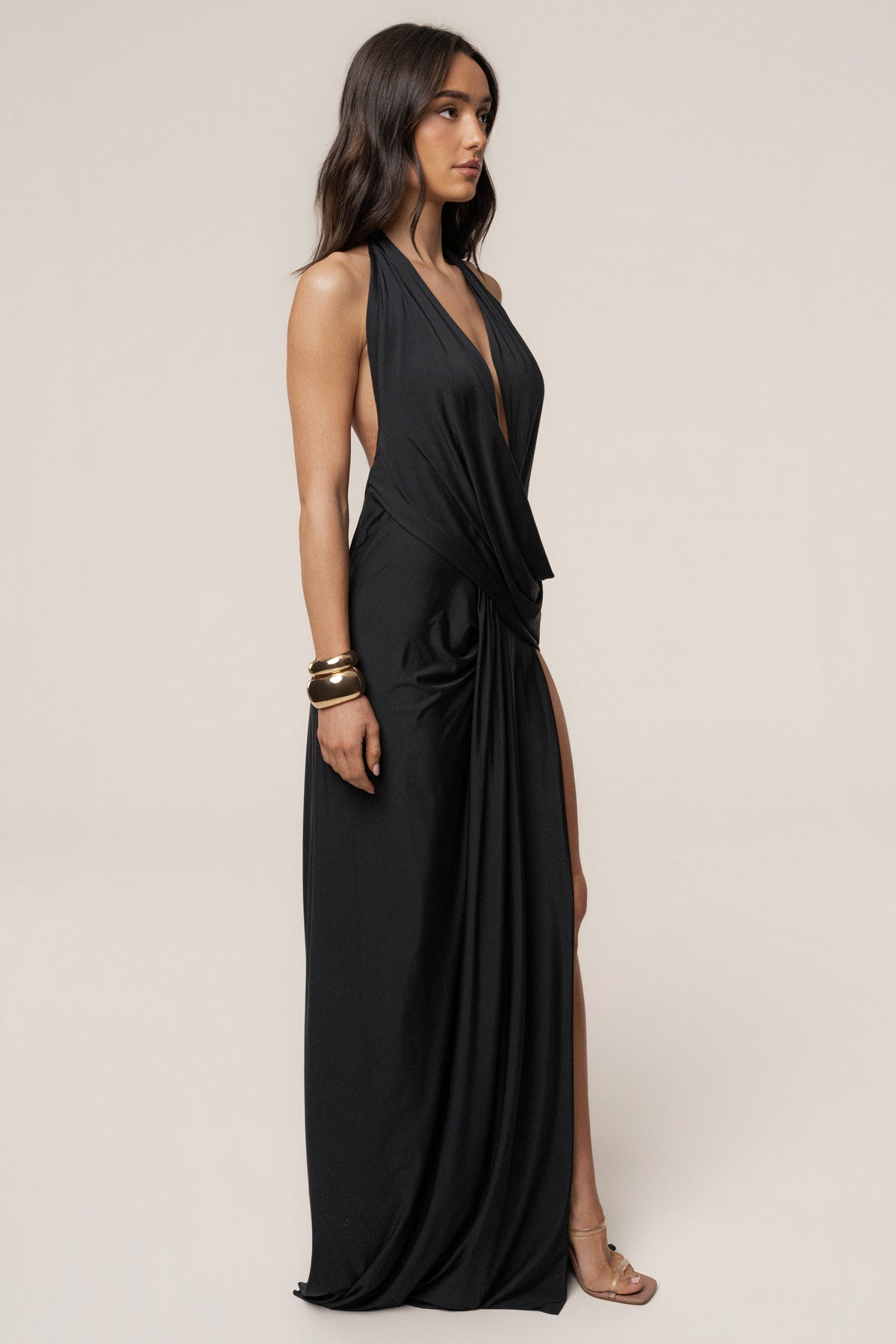 Black Ibiza Halter Maxi Dress