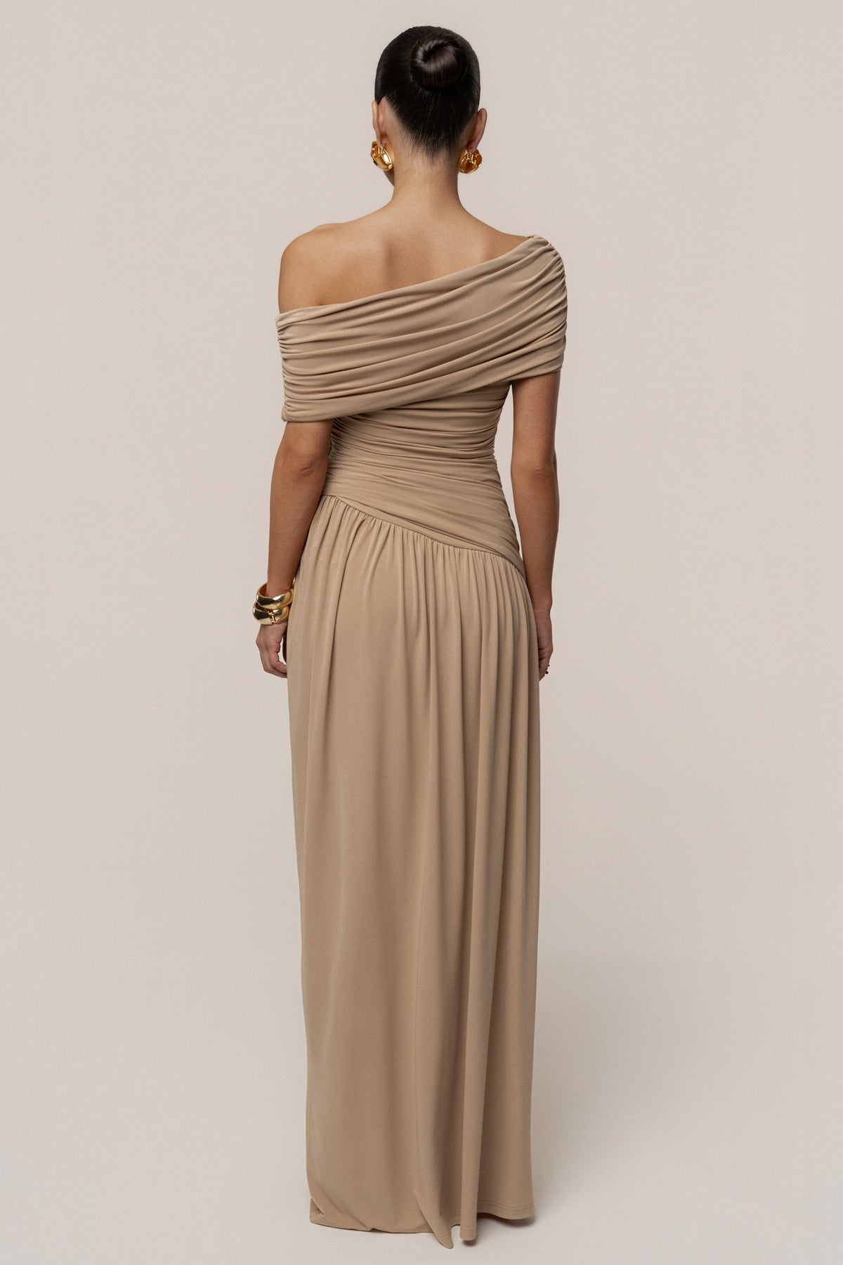 Beige Vision Of Elegance Maxi Dress