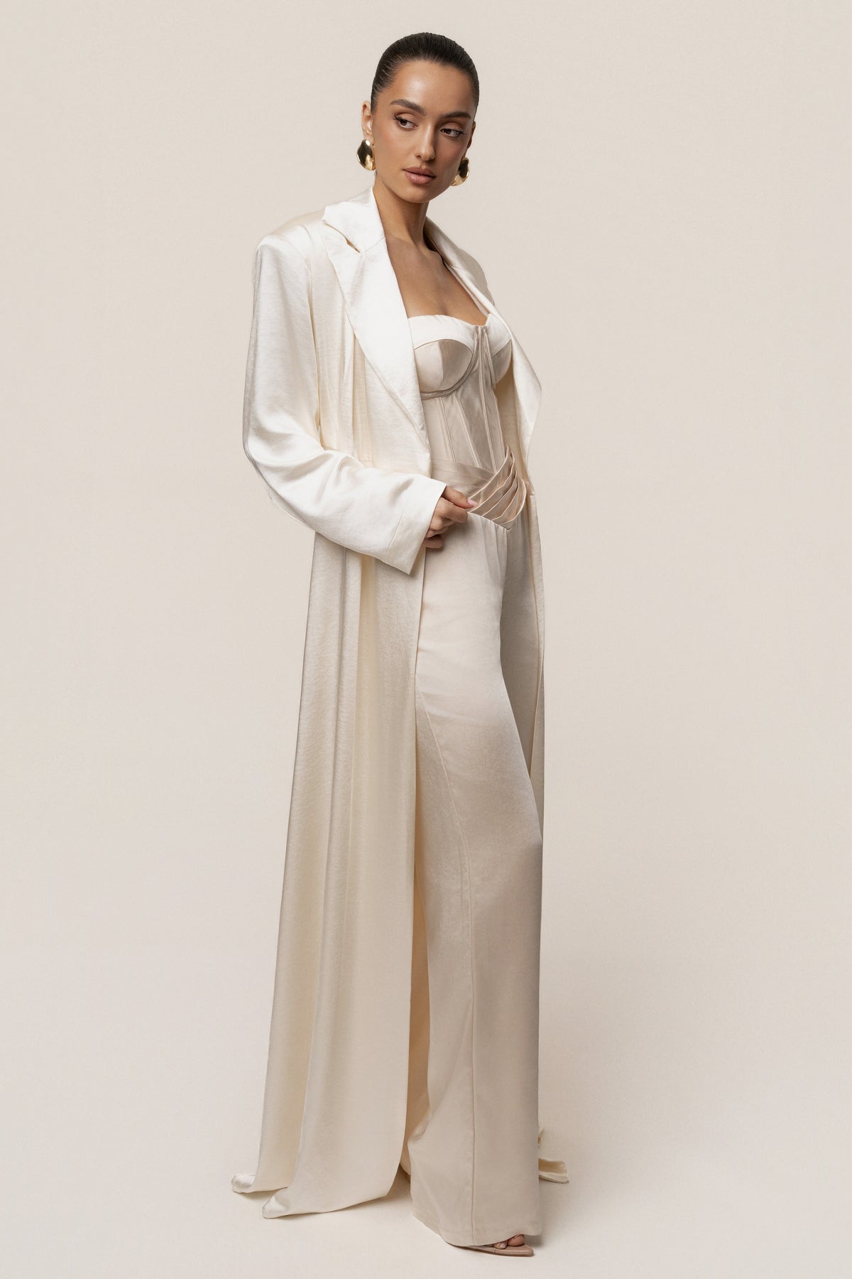 Ivory Satin Embrace Maxi Dress