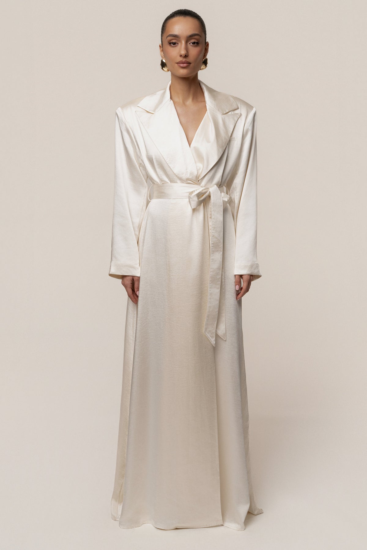 Ivory Satin Embrace Maxi Dress