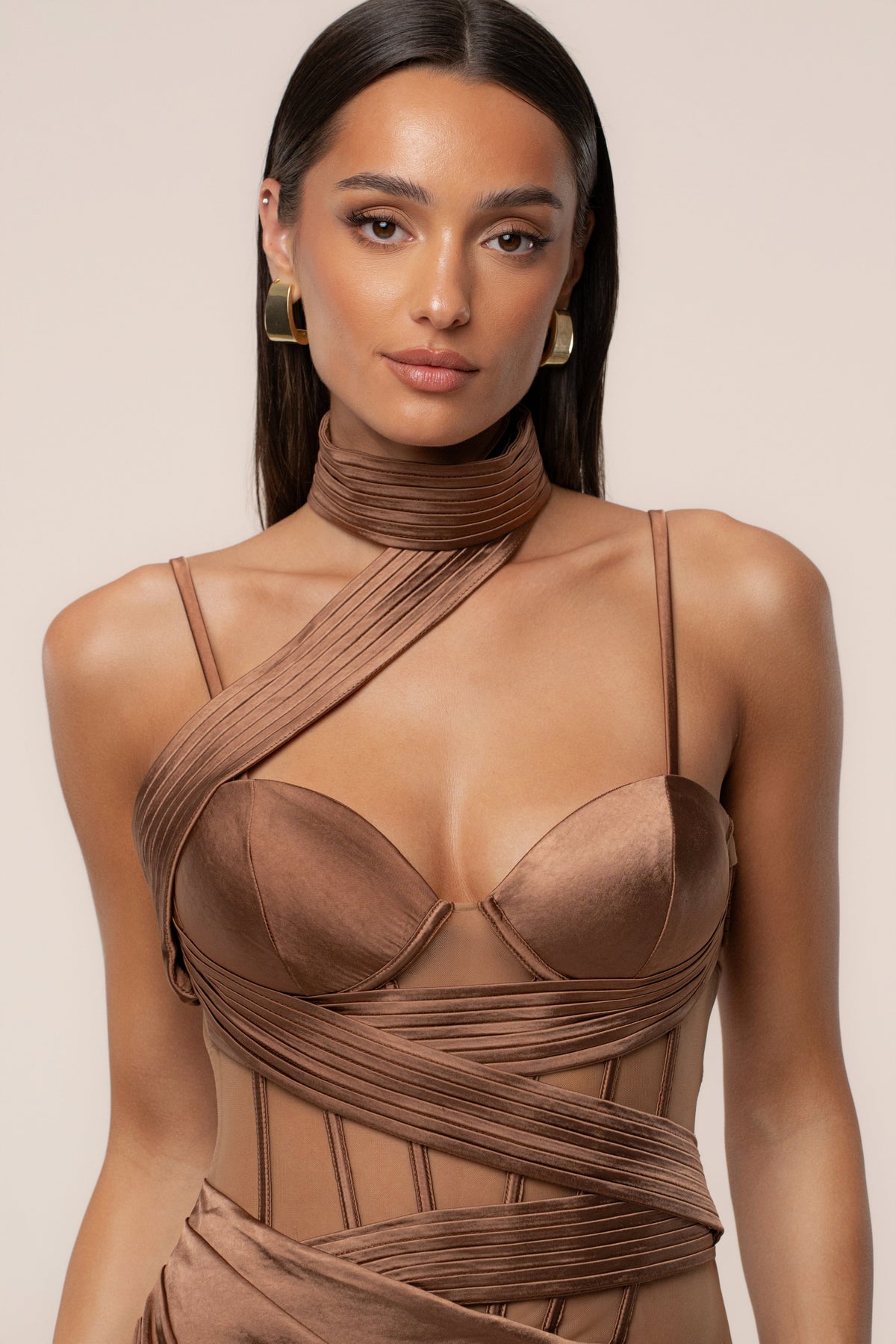 Bronze Golden Hour Corset Maxi Dress