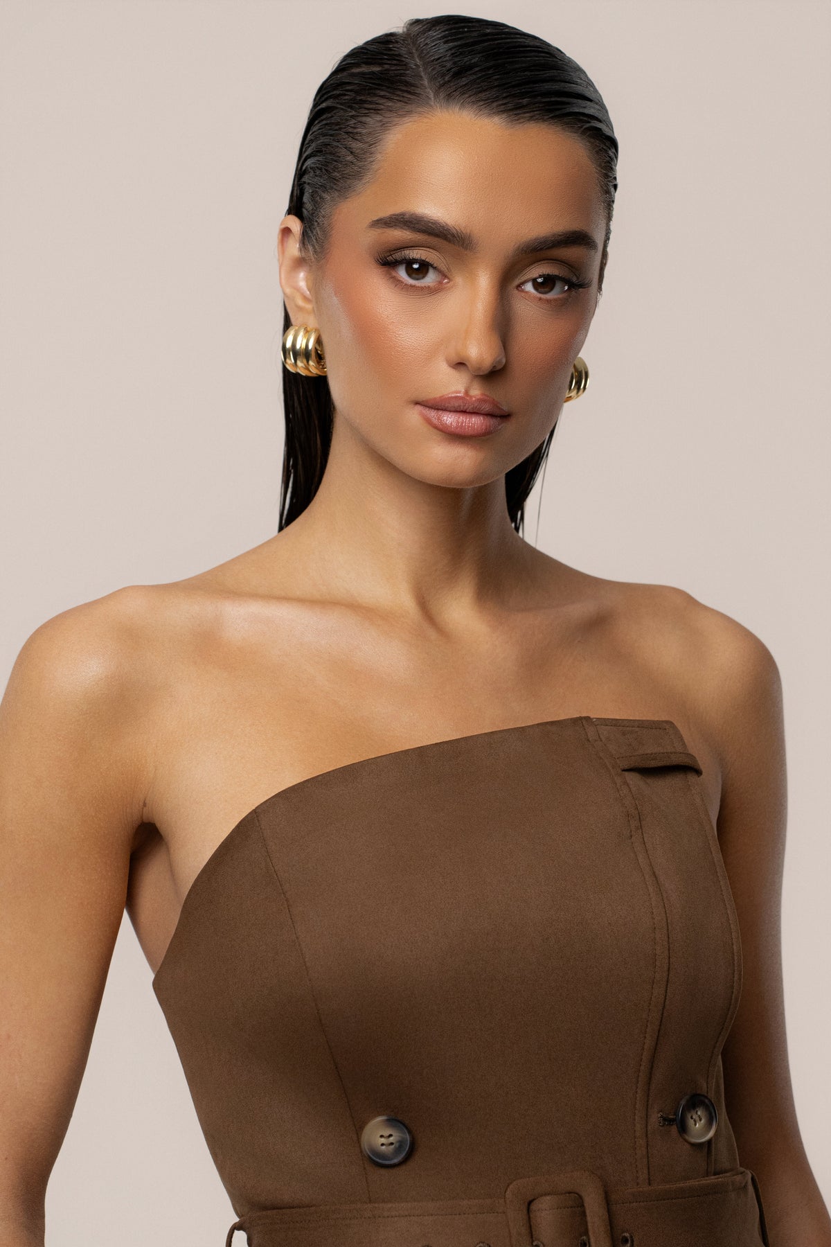 Chocolate Xena Suede Maxi Dress
