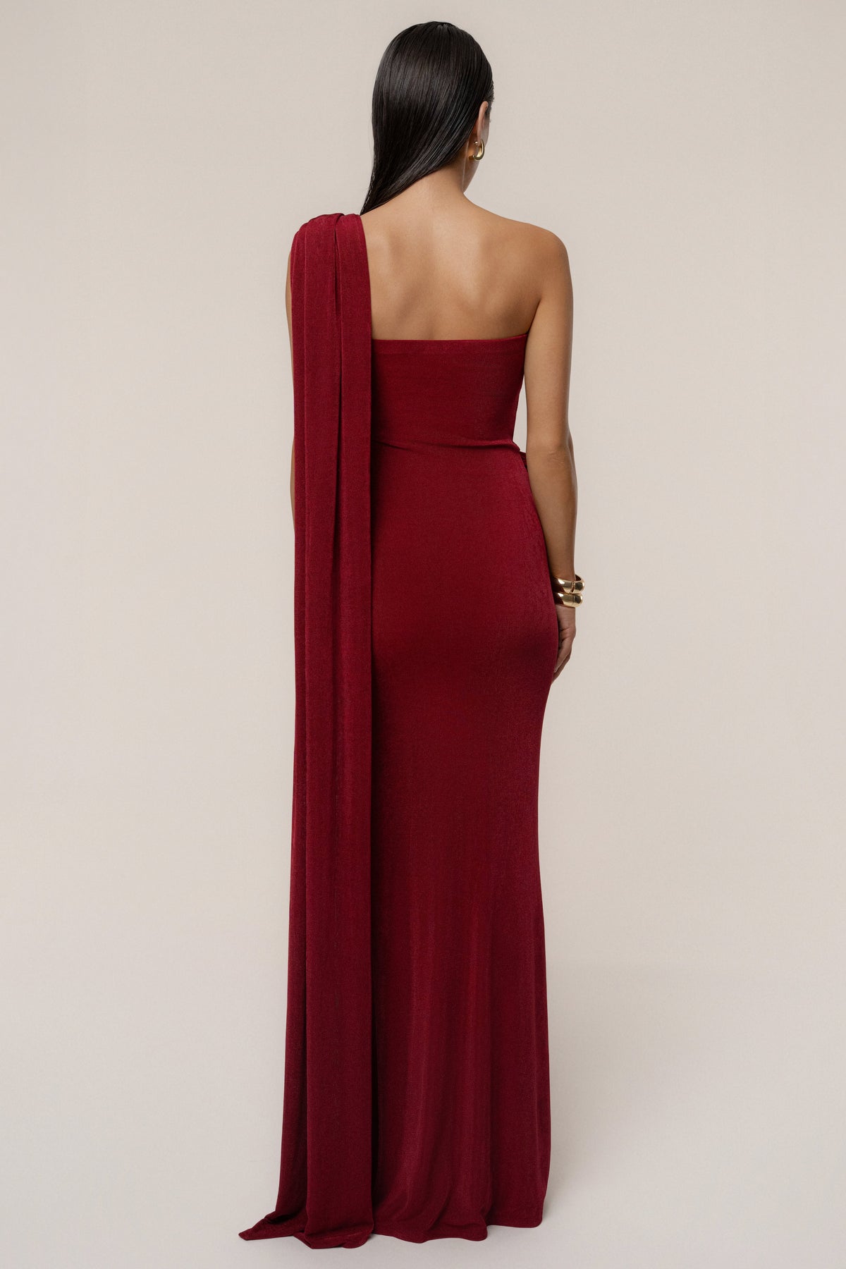 Red Golden Veil Maxi Dress