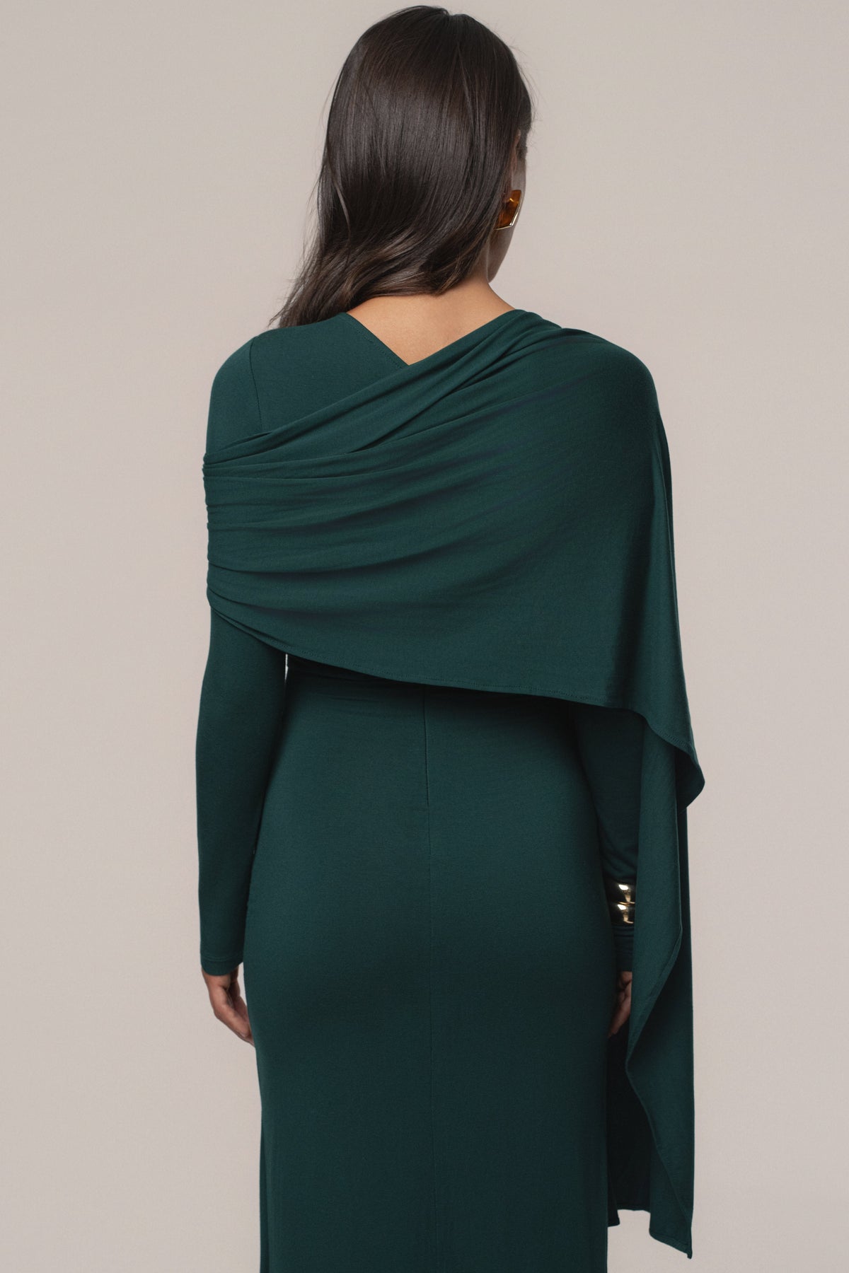 Emerald Glitz Asymmetric Maxi Dress